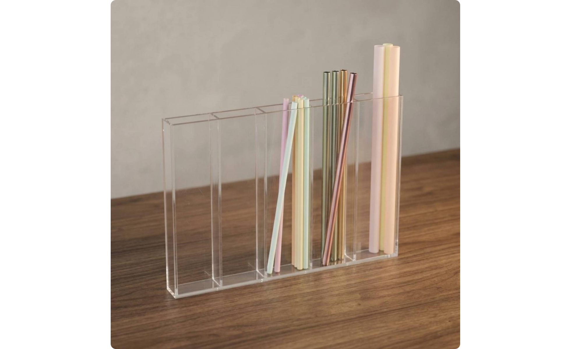 Acrylic Straw Storage Rack No Installation Multi-Compartment Straw Rack