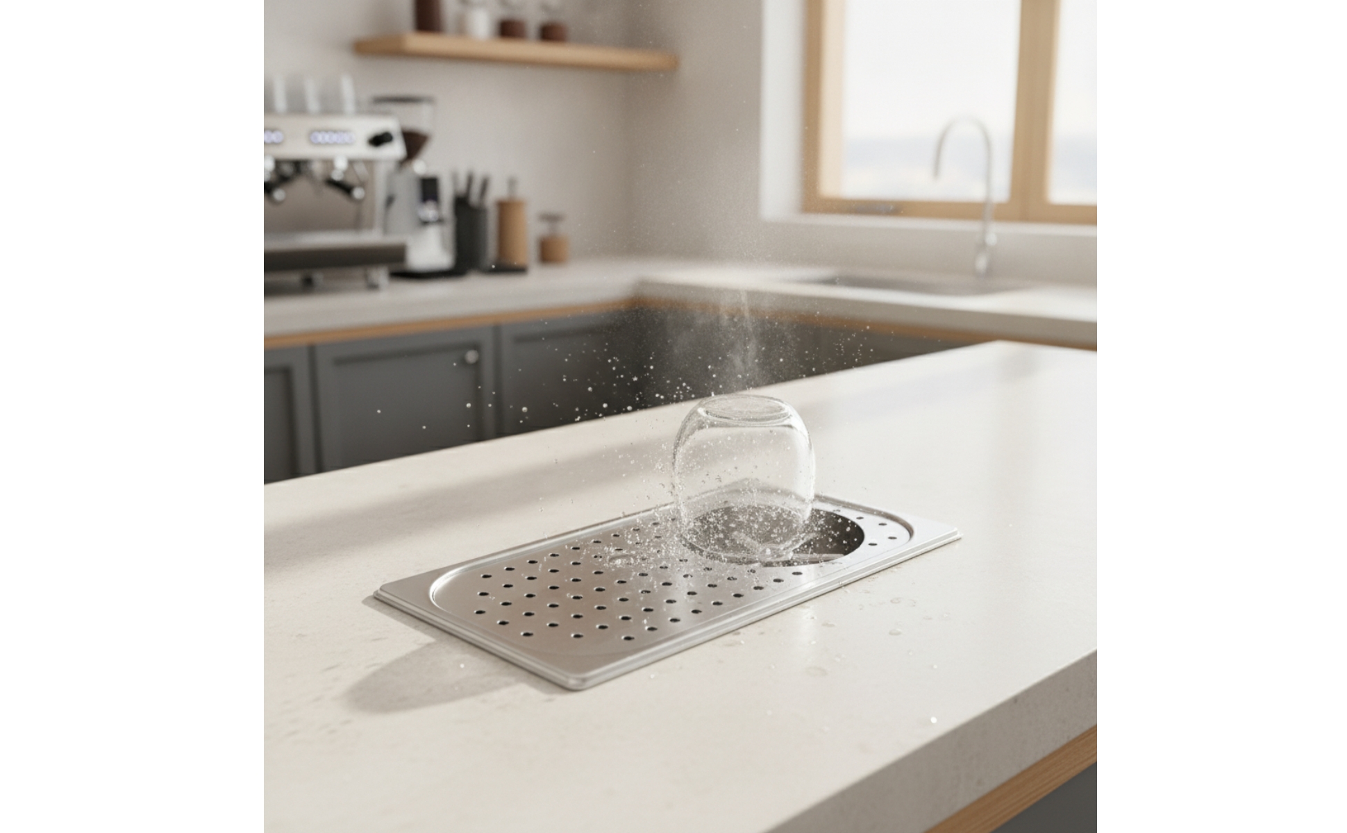 Rince-Tasse Encastrable Acier Inoxydable Lave-Tasse Encastrable Grille Perforée