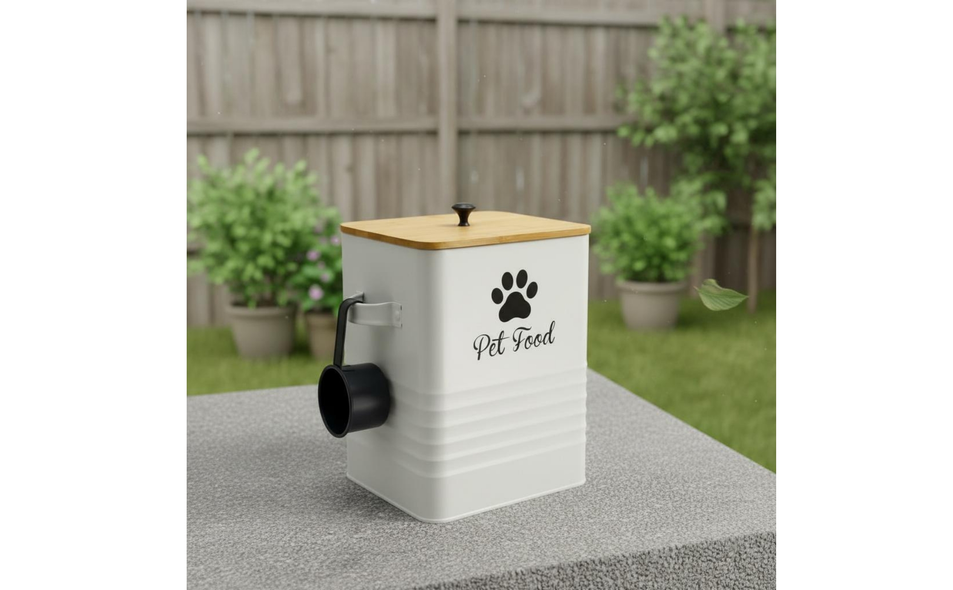 Quadratische Futterbox mit Löffel Staubdicht Futterdose mit Bambusdeckel