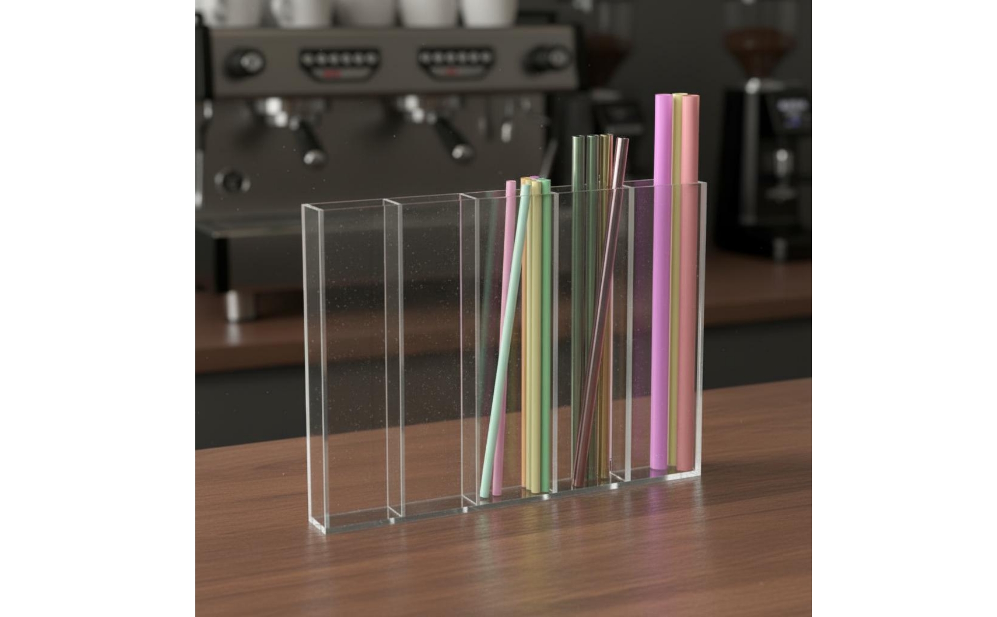 Acrylic Straw Storage Rack No Installation Multi-Compartment Straw Rack