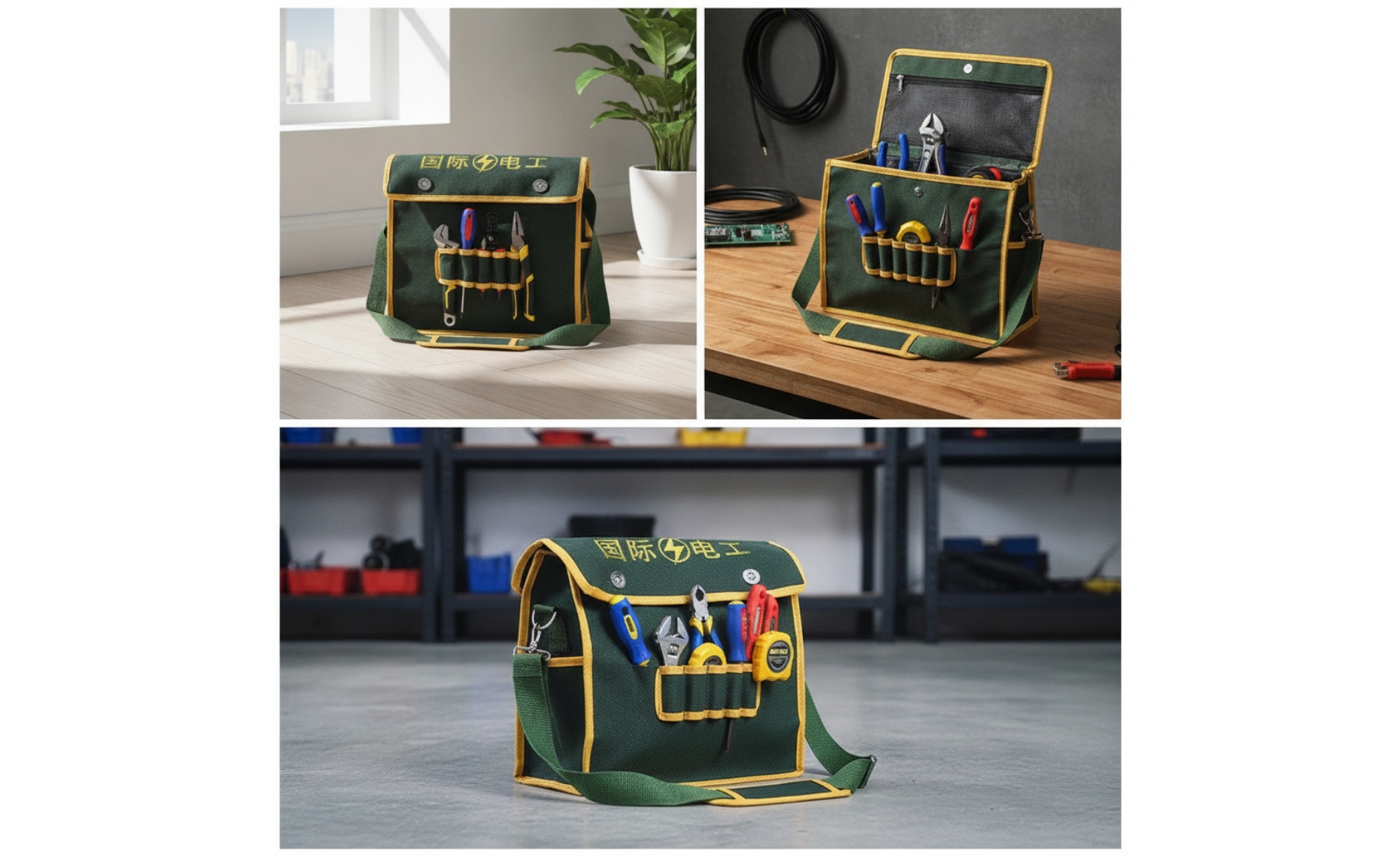 Werkzeugtasche mit Schultergurt strapazierfähig Elektrikertasche verstellbar