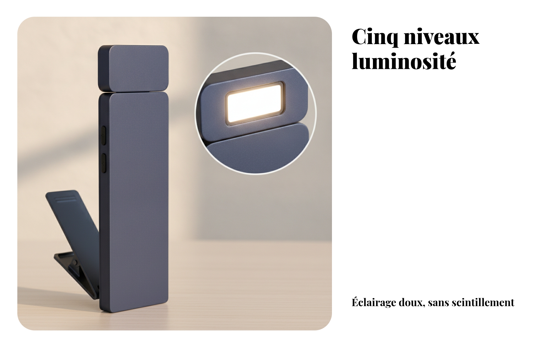Lampe Livre Clip Rectangulaire Lampe Livre avec Charge Intégrée Autonomie Longue