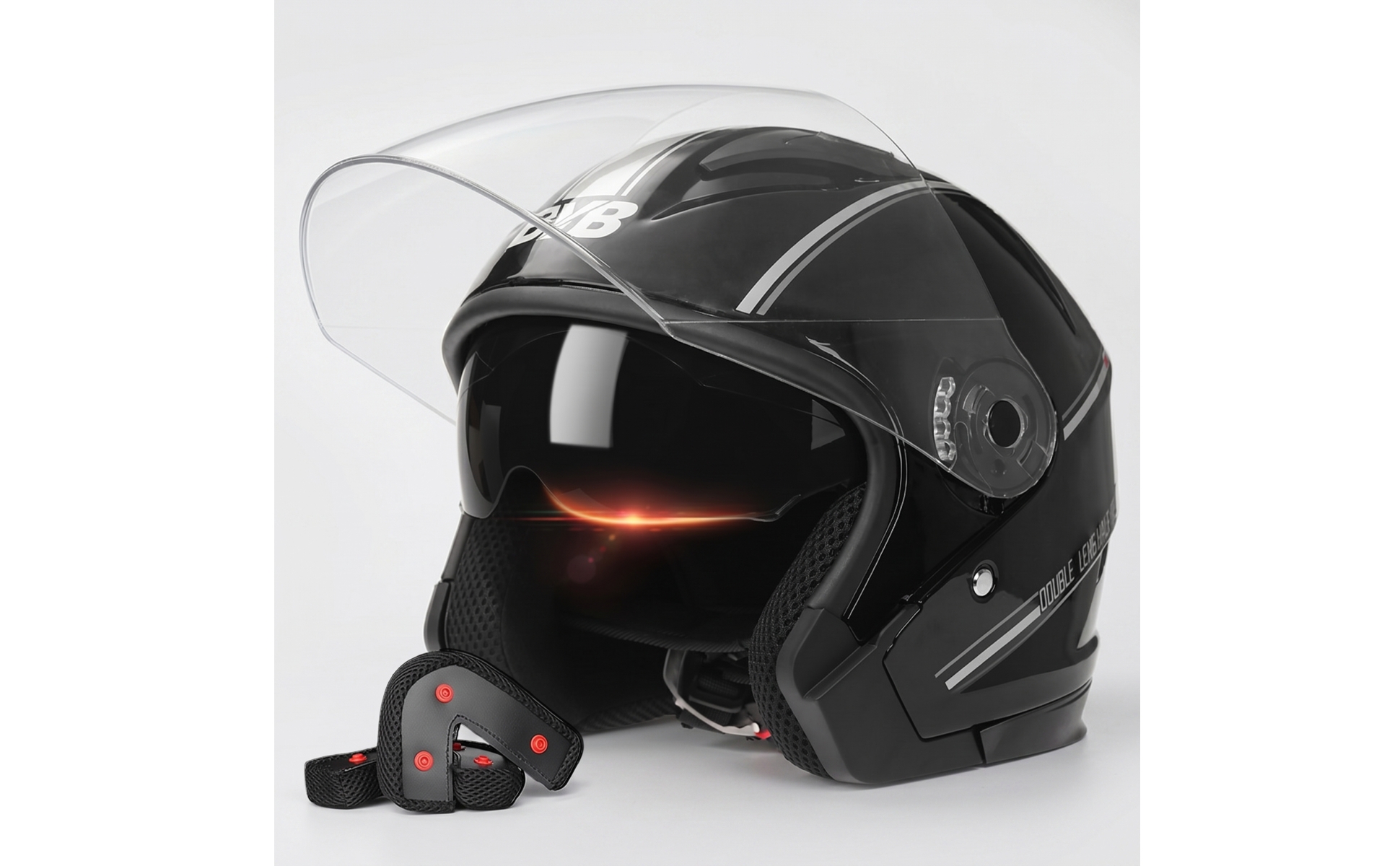 Casque Moto Demi-Jet Coque ABS Casque Vélo Électrique Demi-Jet Rembourrage EPS