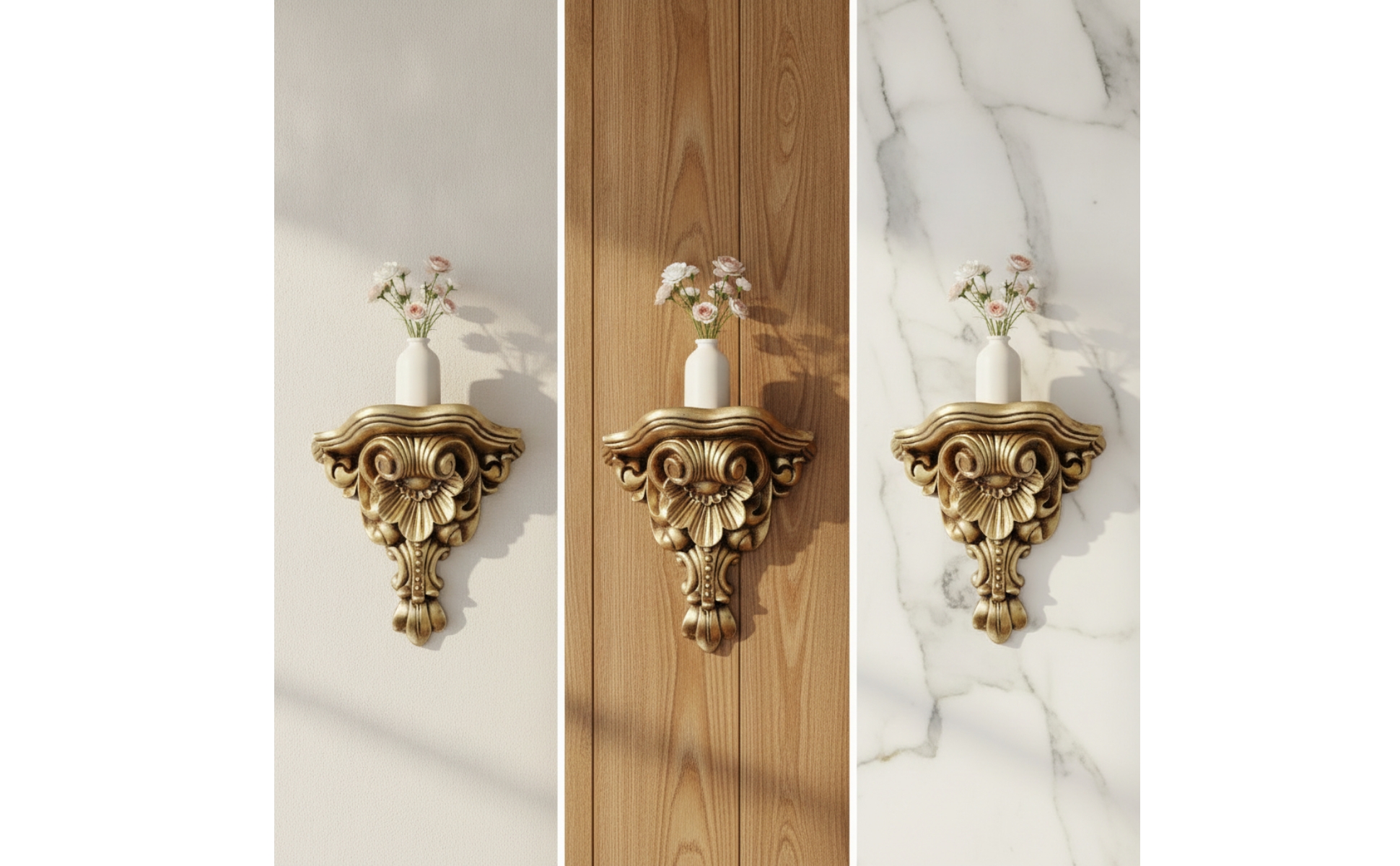 Ornate Wall Shelf Antique Finish Decorative Wall Shelf Resin
