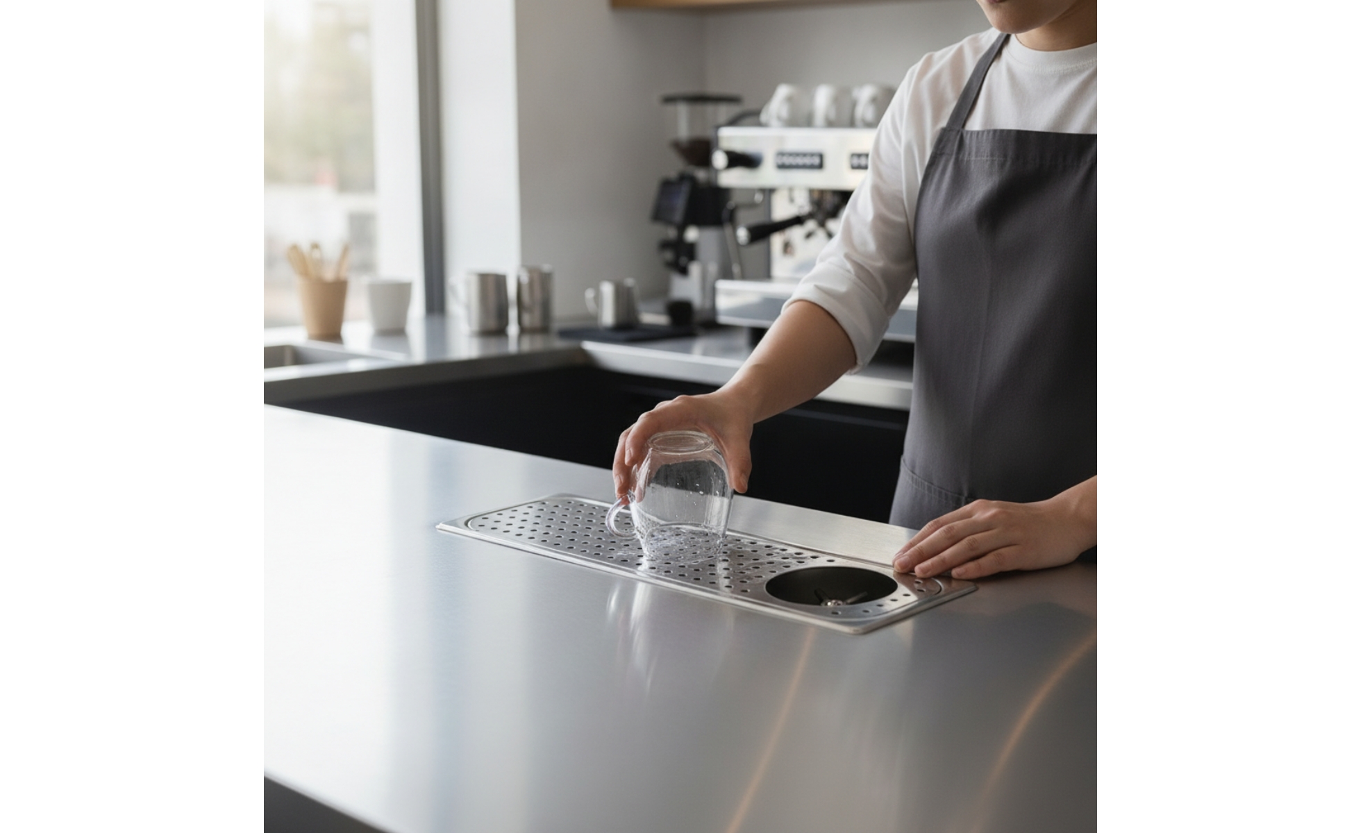 Rince-Tasse Encastrable Acier Inoxydable Lave-Tasse Encastrable Grille Perforée