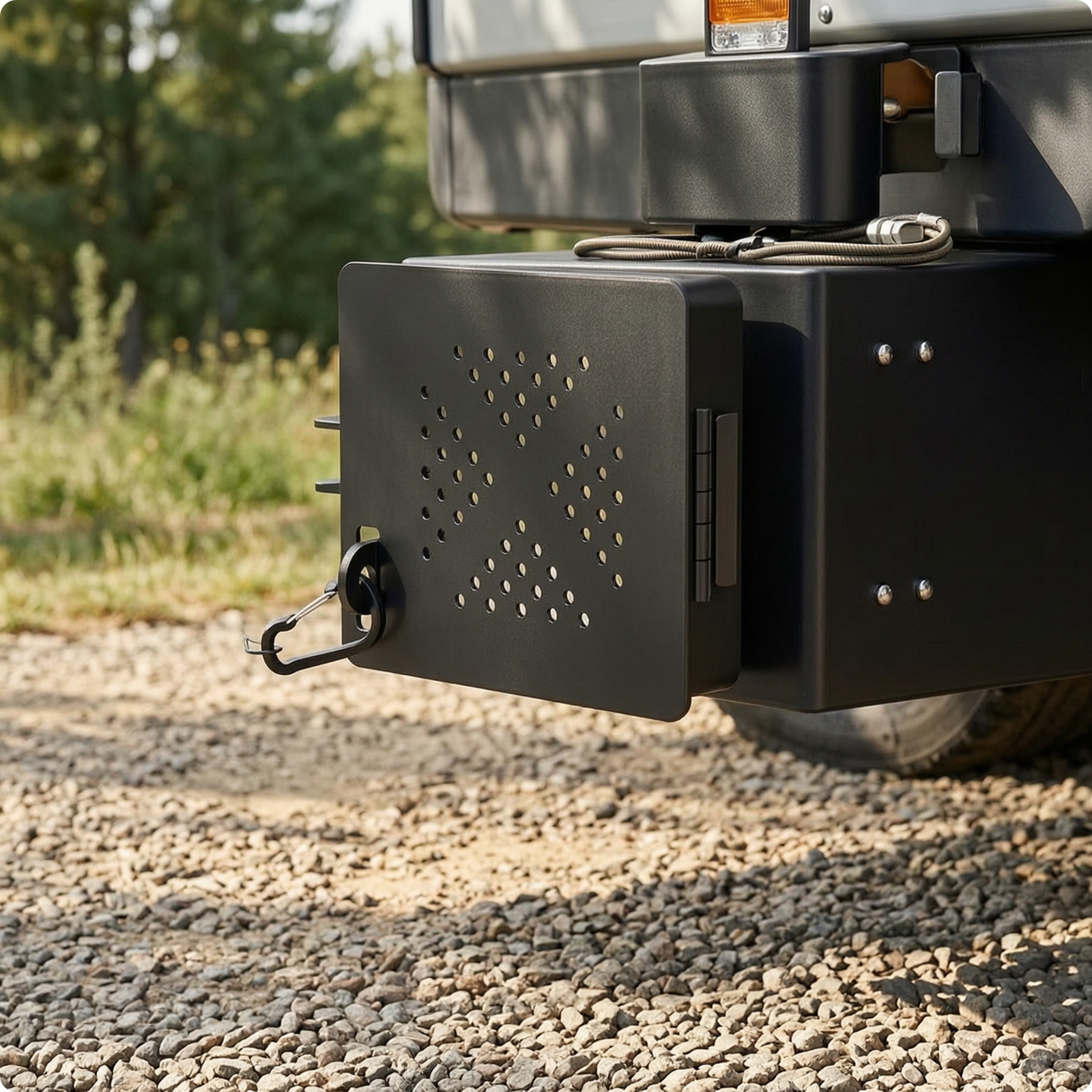 Hinged Bumper Cover Perforated RV Bumper End Cap Metal