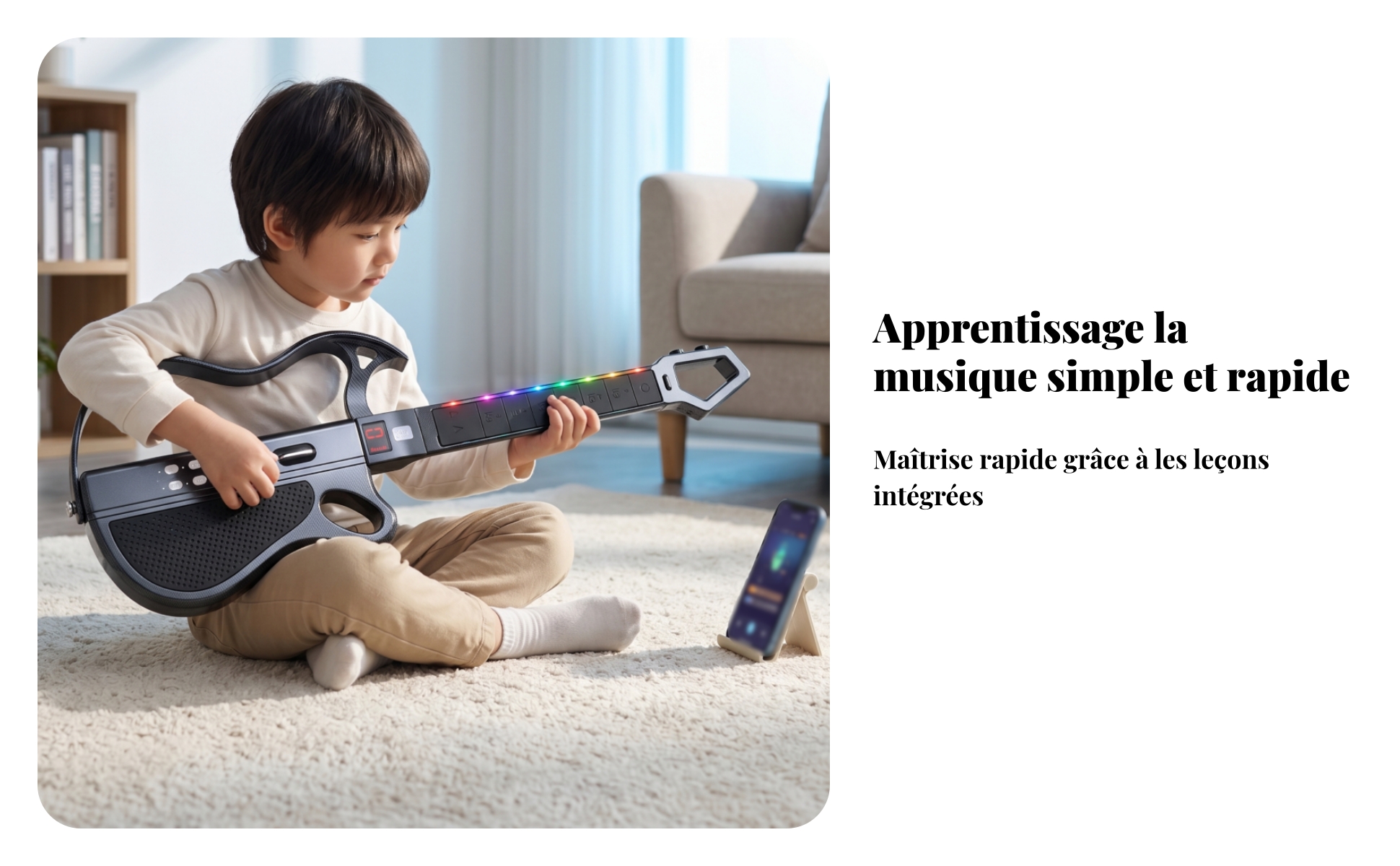Guitare Pliable Bluetooth Guitare Électronique Pliable Barre Lumineuse