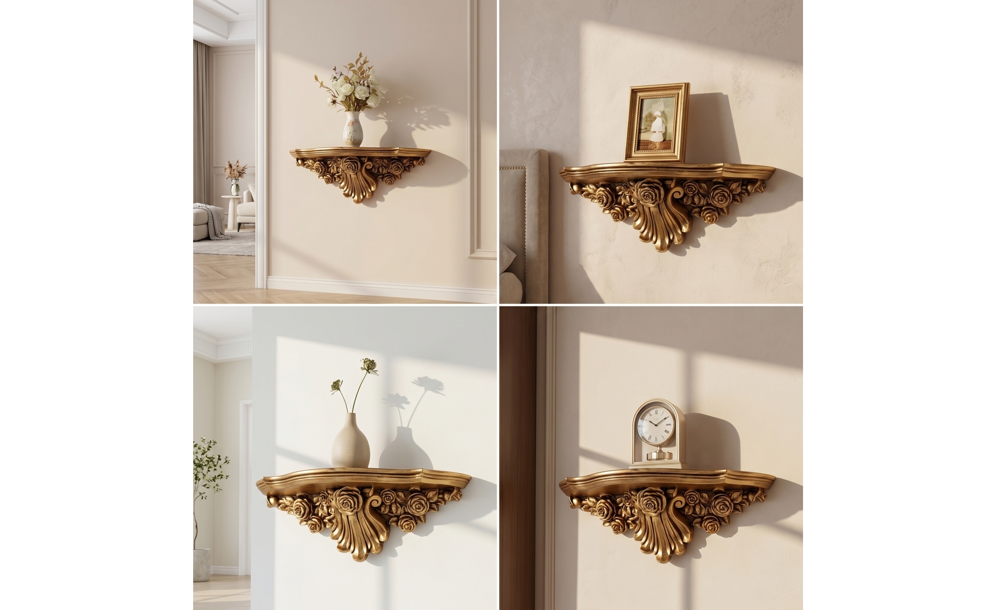 Ornate Wall Shelf Antique Finish Decorative Wall Shelf Resin