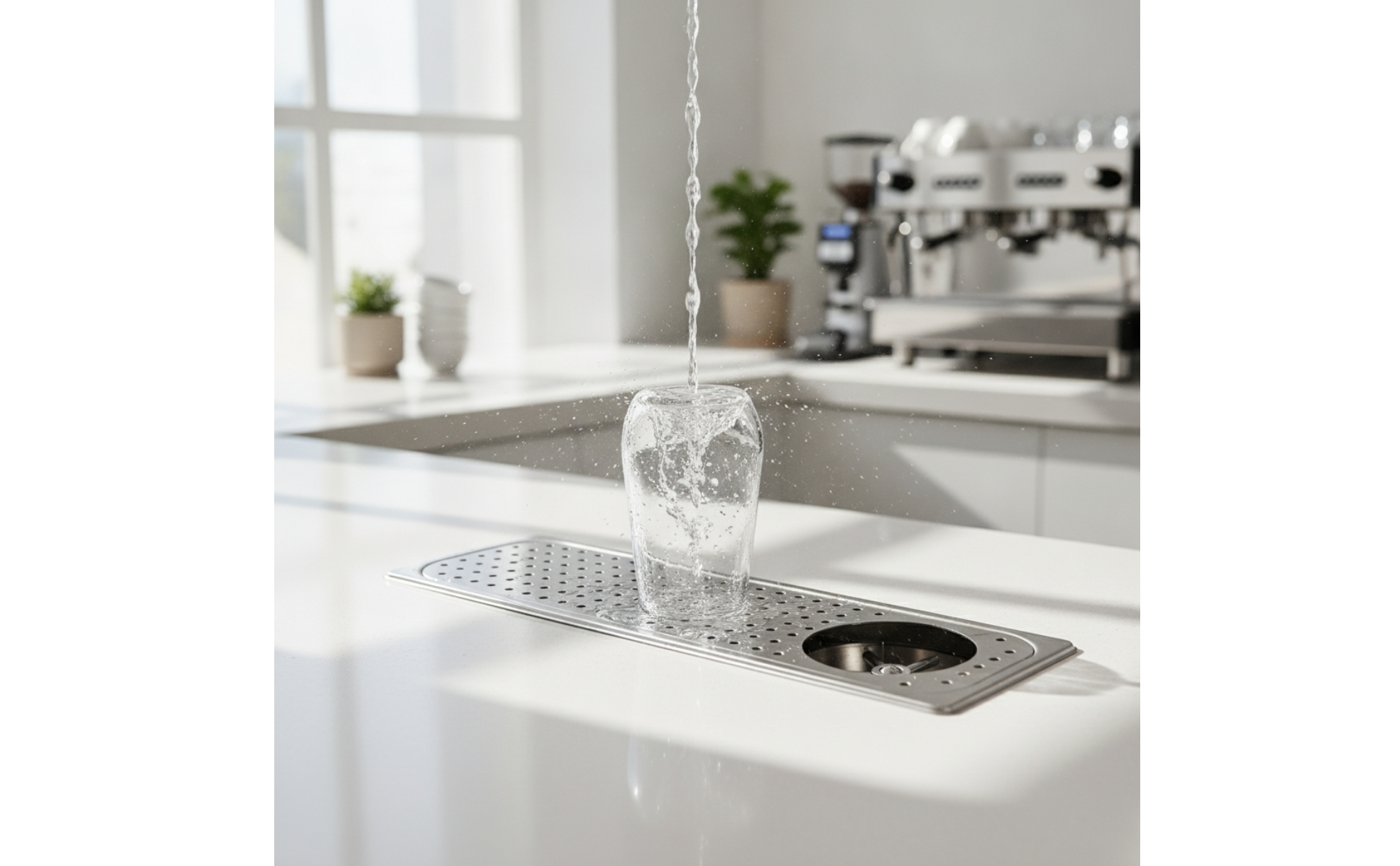 Rince-Tasse Encastrable Acier Inoxydable Lave-Tasse Encastrable Grille Perforée