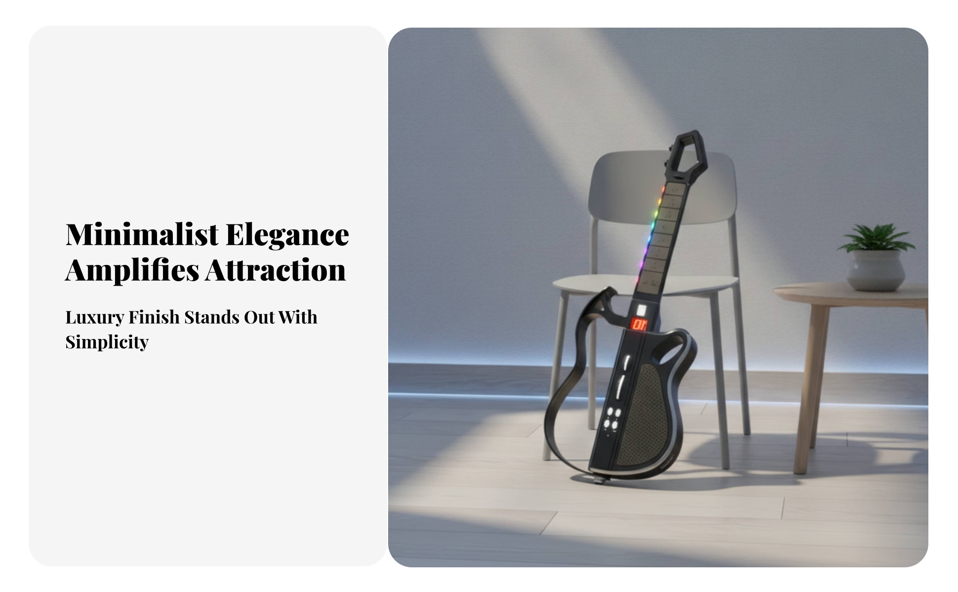 Fretless Guitar Bluetooth Foldable Guitar Light-up for Solo Playing, Beginners
