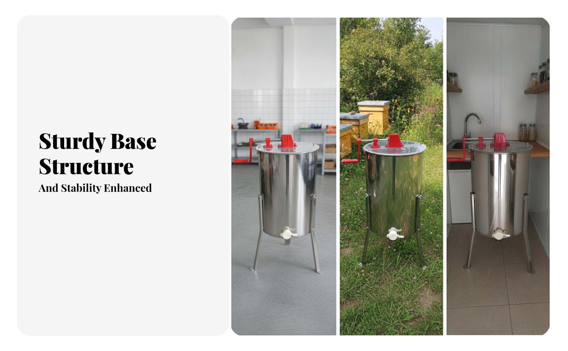 Manual Honey Cylindrical Manual Honey Extractor Frame Support