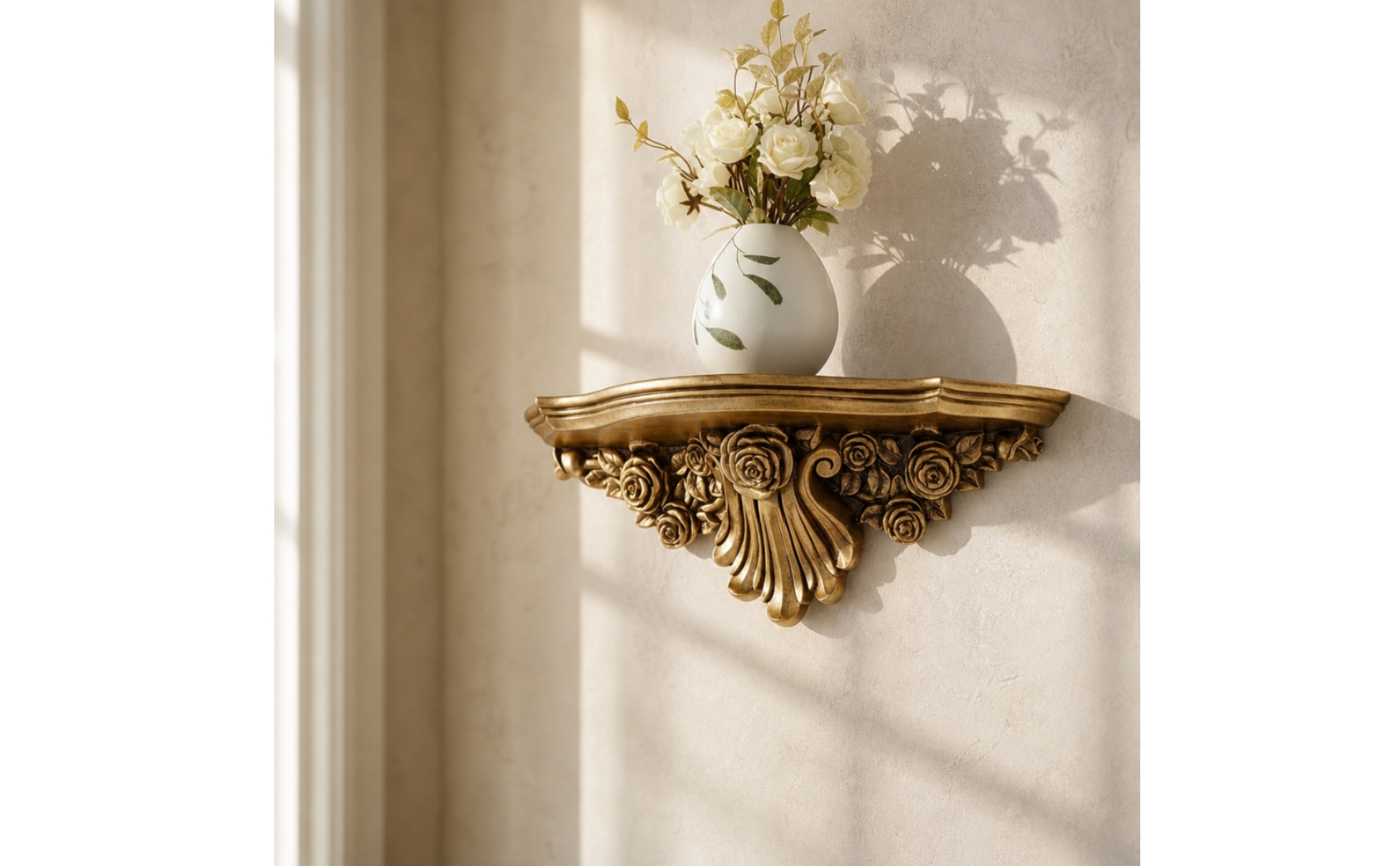 Ornate Wall Shelf Antique Finish Decorative Wall Shelf Resin