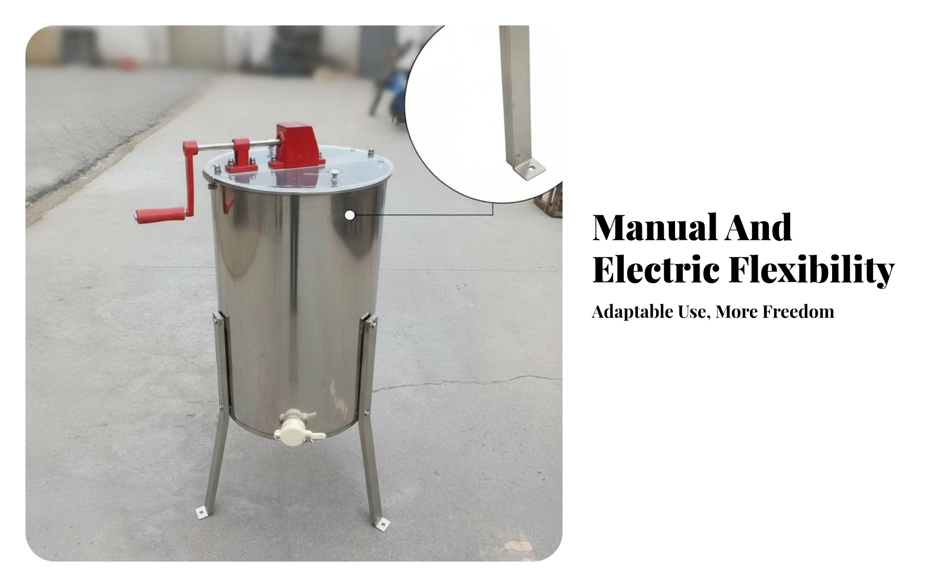 Manual Honey Cylindrical Manual Honey Extractor Frame Support
