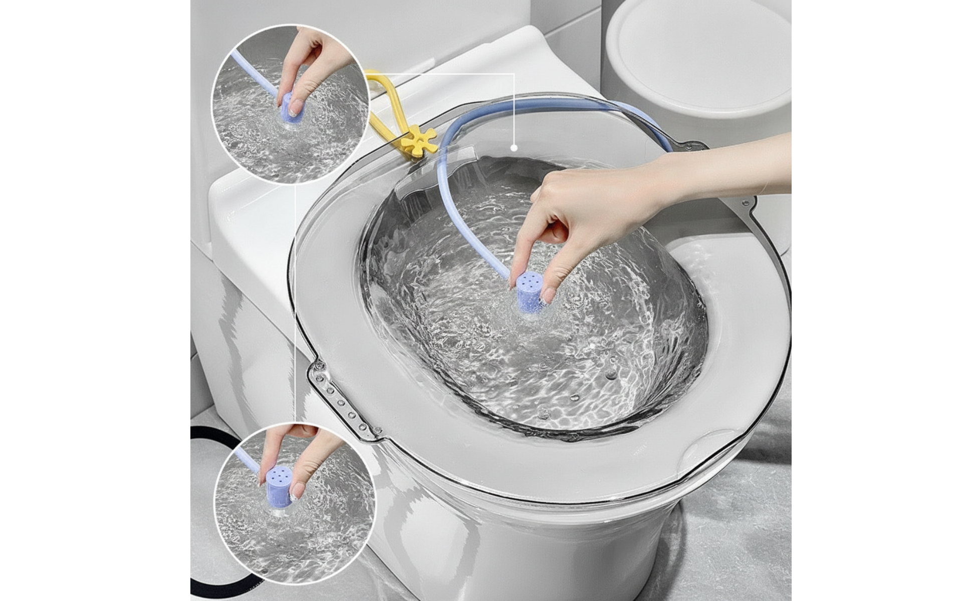 Sitz Bath with Flusher Toilet-Mounted Sitz Bath Basin Translucent