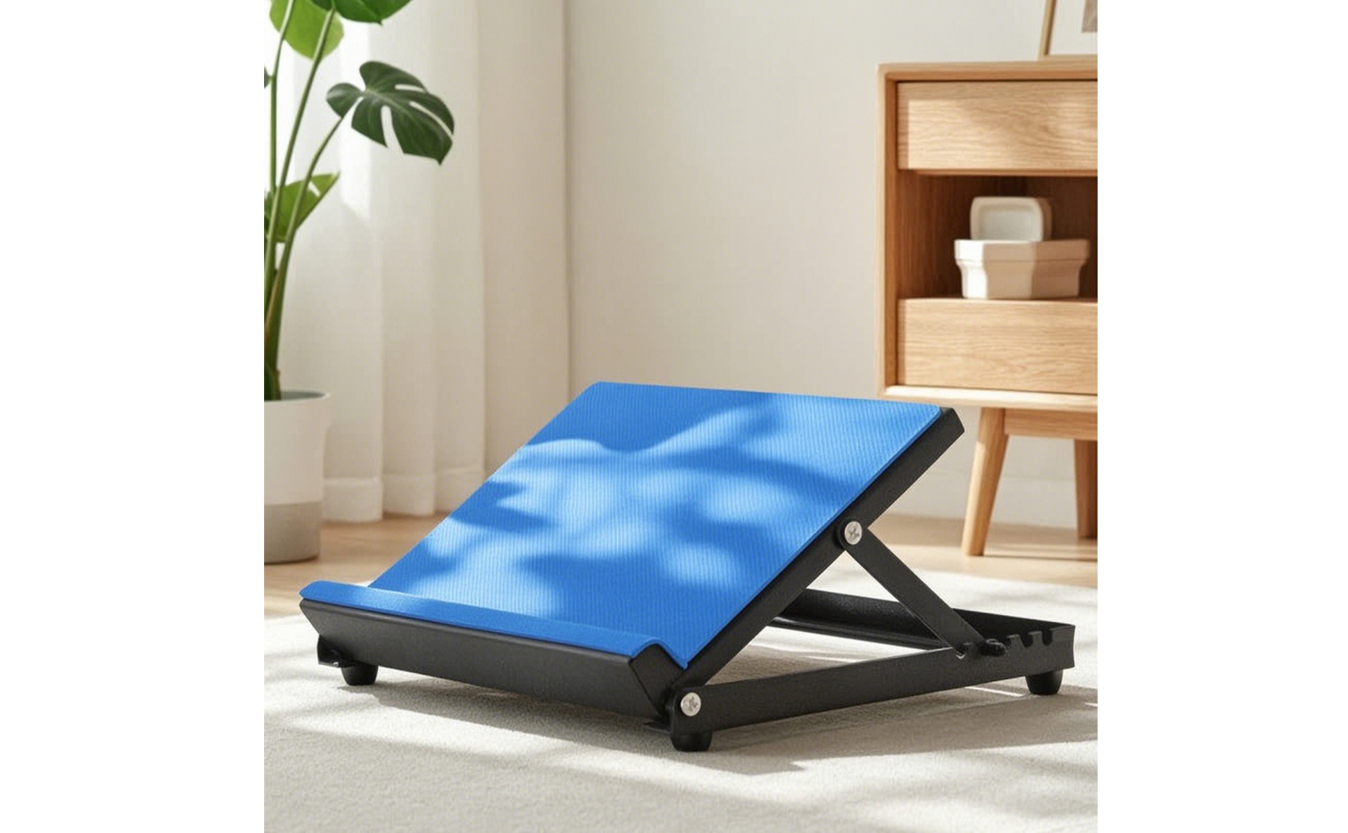 Slant Board with Metal Frame Stable Wooden Slant Board Anti-Slip for Athletes