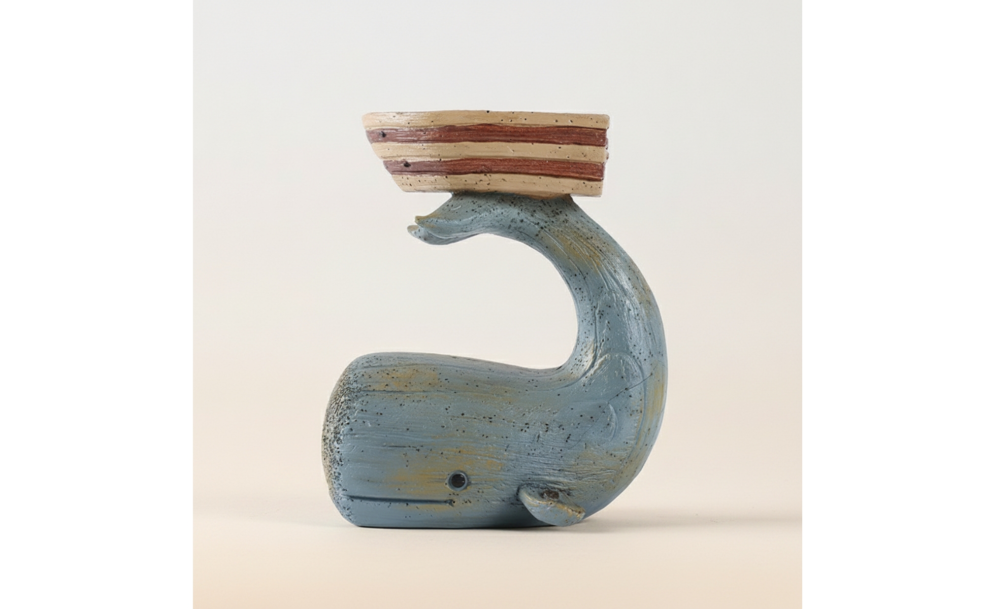 Resin Whale Candle Holder Weathered Candle Holder with Tray Tabletop for Office