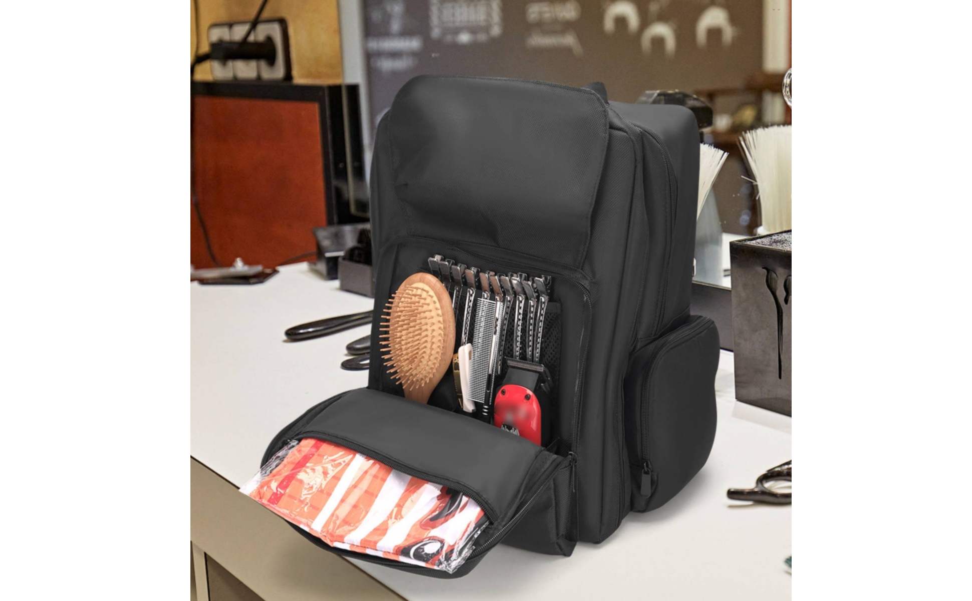 Barber Tool Bag Multi-Compartment Backpack with Front Pockets Padded for Barbers