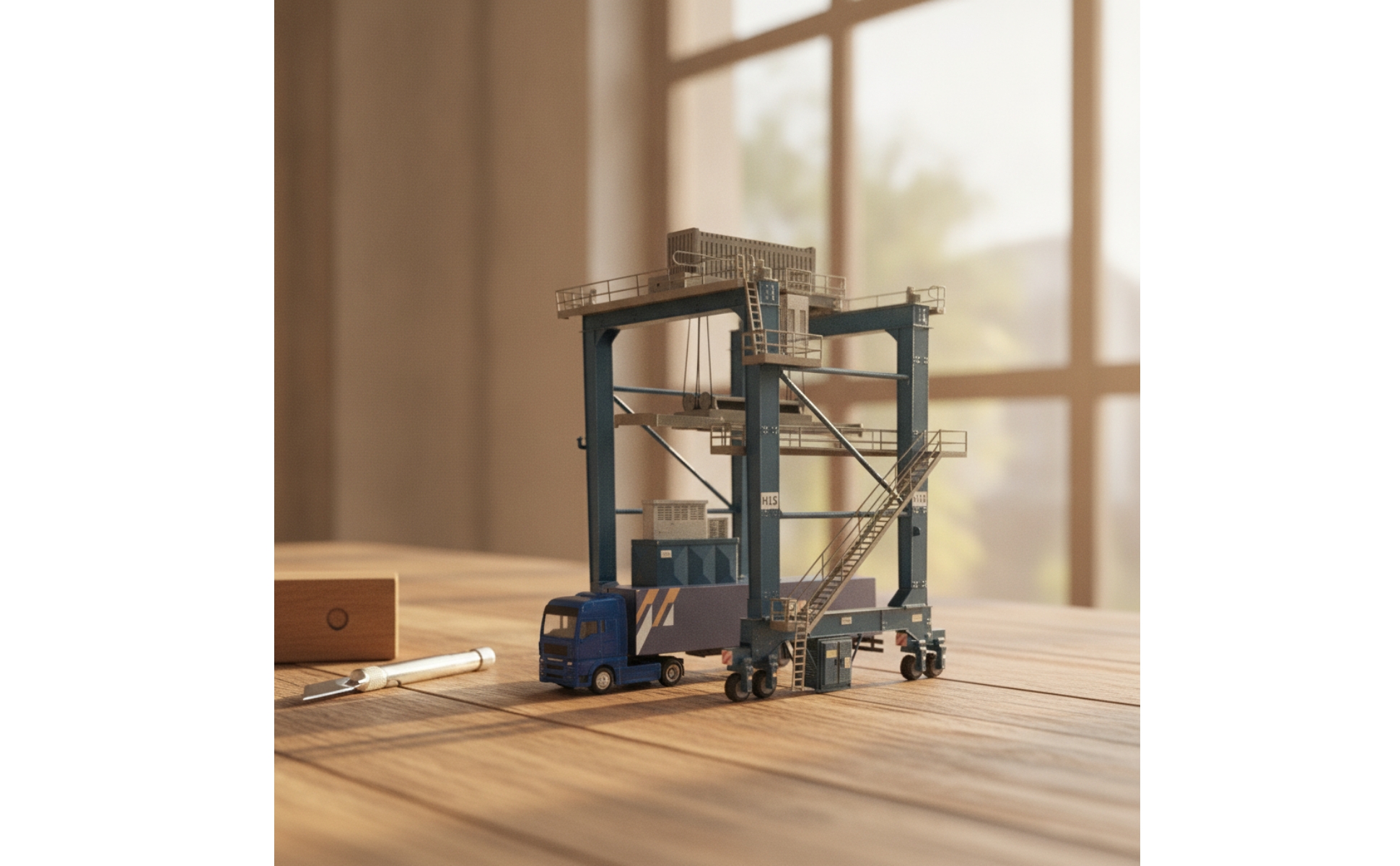 Container Crane HO-Scale Gantry Crane Industrial for Railway Layouts, Hobbyists