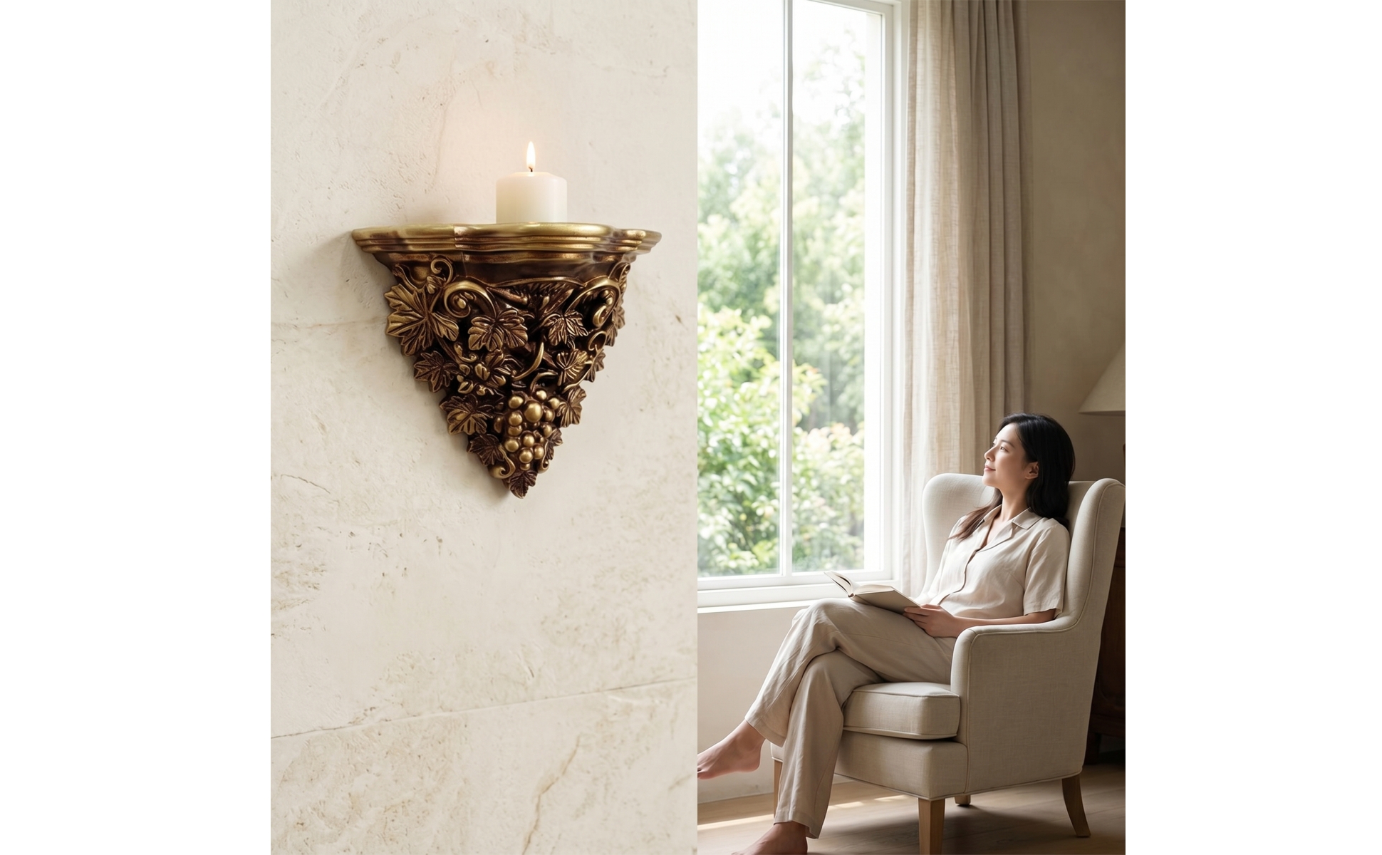 Wall Candle Sconce Holder Antique-Style Wall-Mounted Candle Sconce Ornate