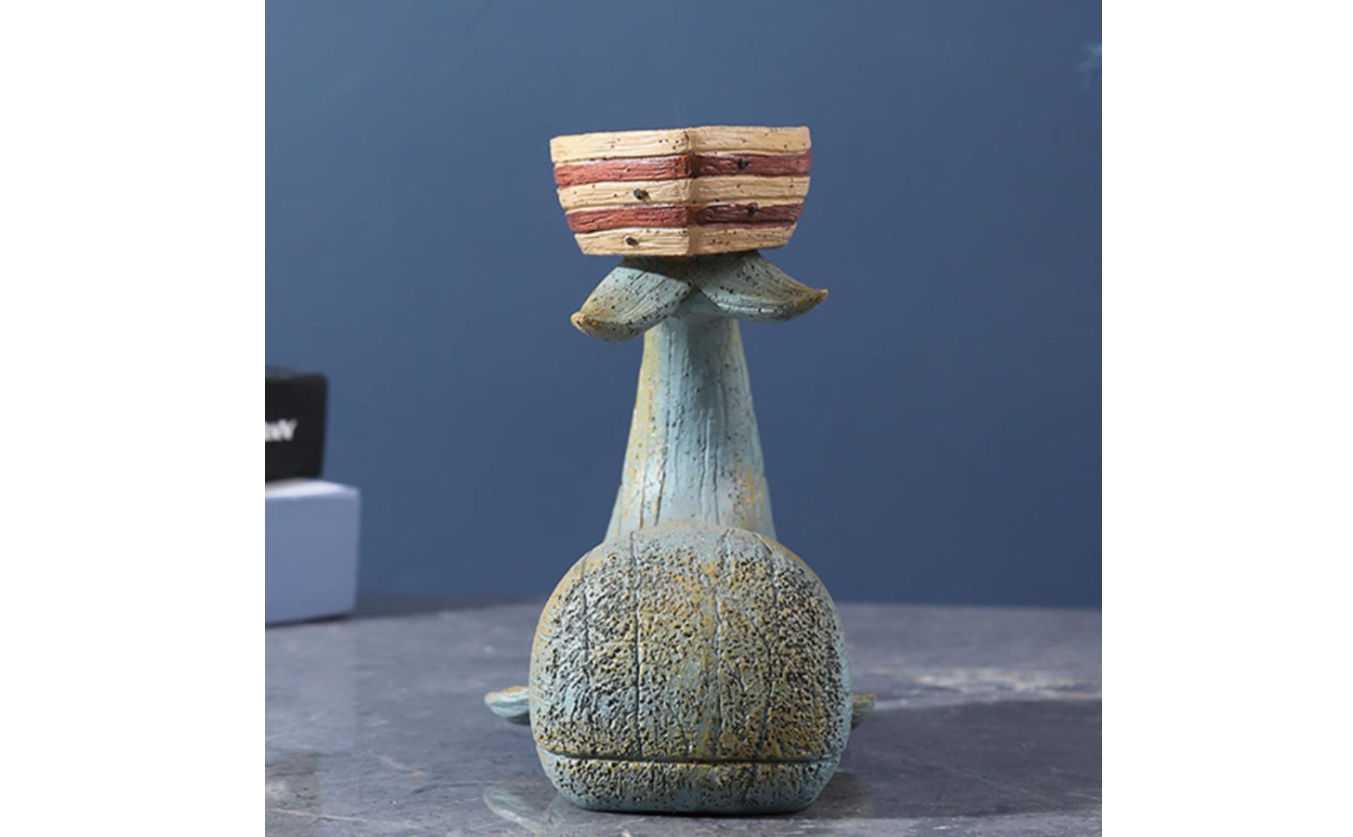 Resin Whale Candle Holder Weathered Candle Holder with Tray Tabletop for Office