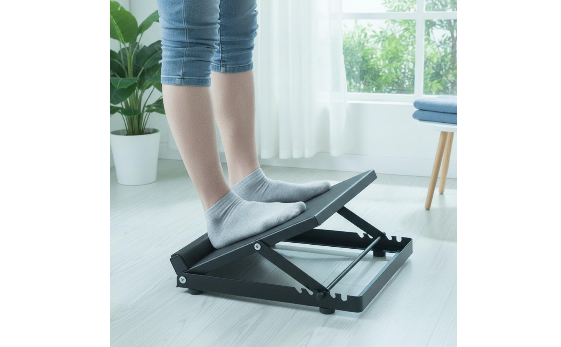 Slant Board with Metal Frame Stable Wooden Slant Board Anti-Slip for Athletes