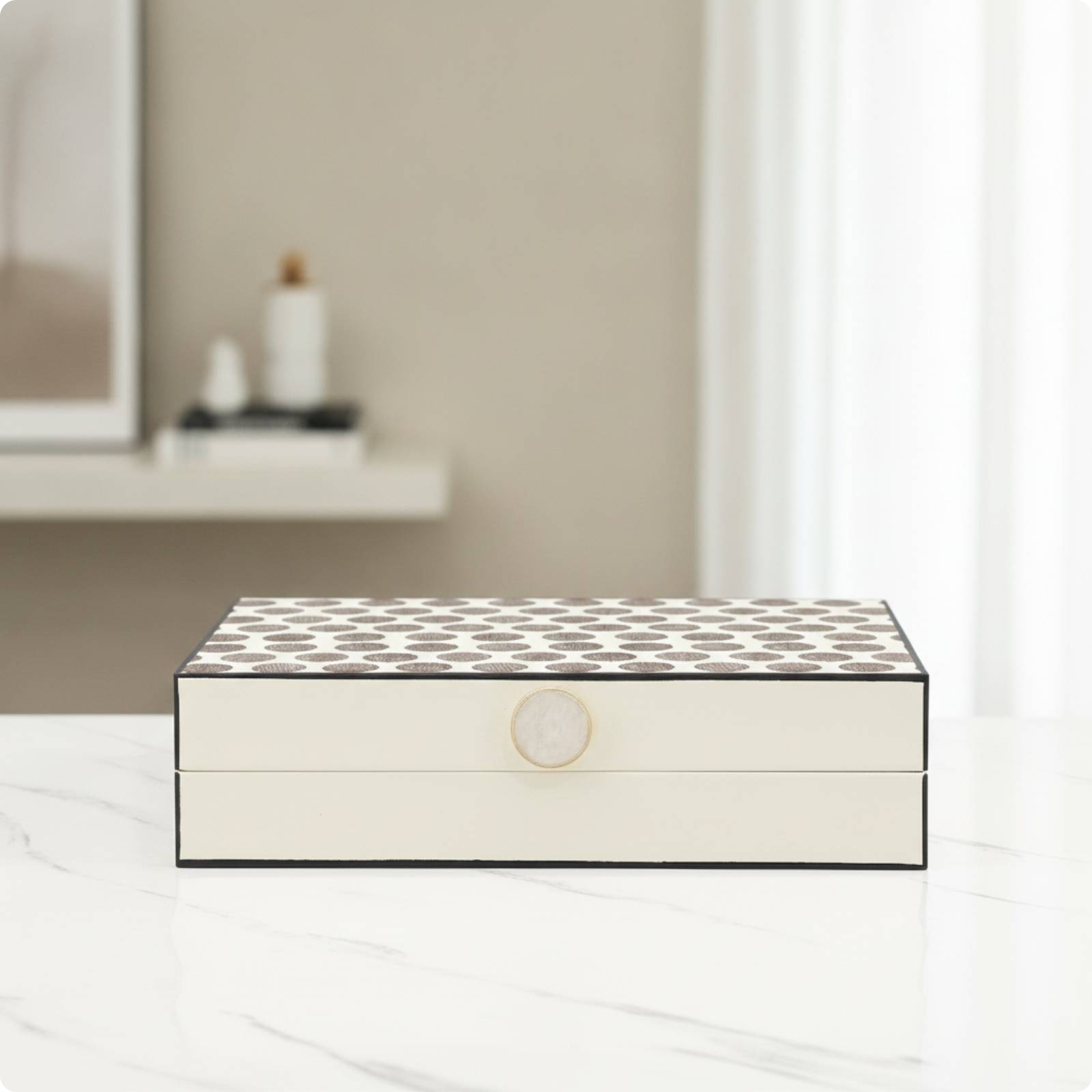 Spotted Storage Box Compact Storage Box with Lid Space-Saving for Home Decor
