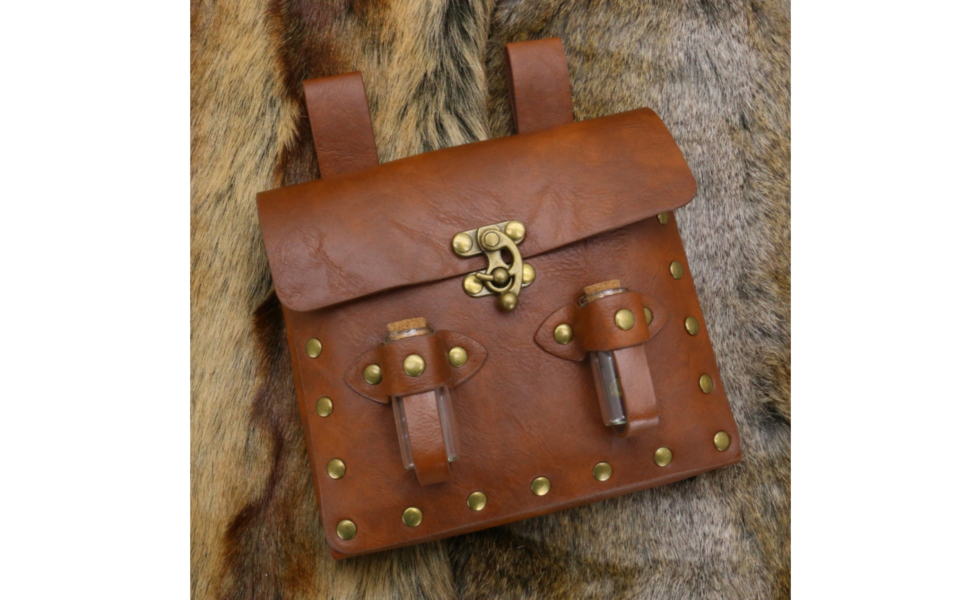 mittelalterliche Gürteltasche Lederoptik LARP Gürteltasche Messingoptik