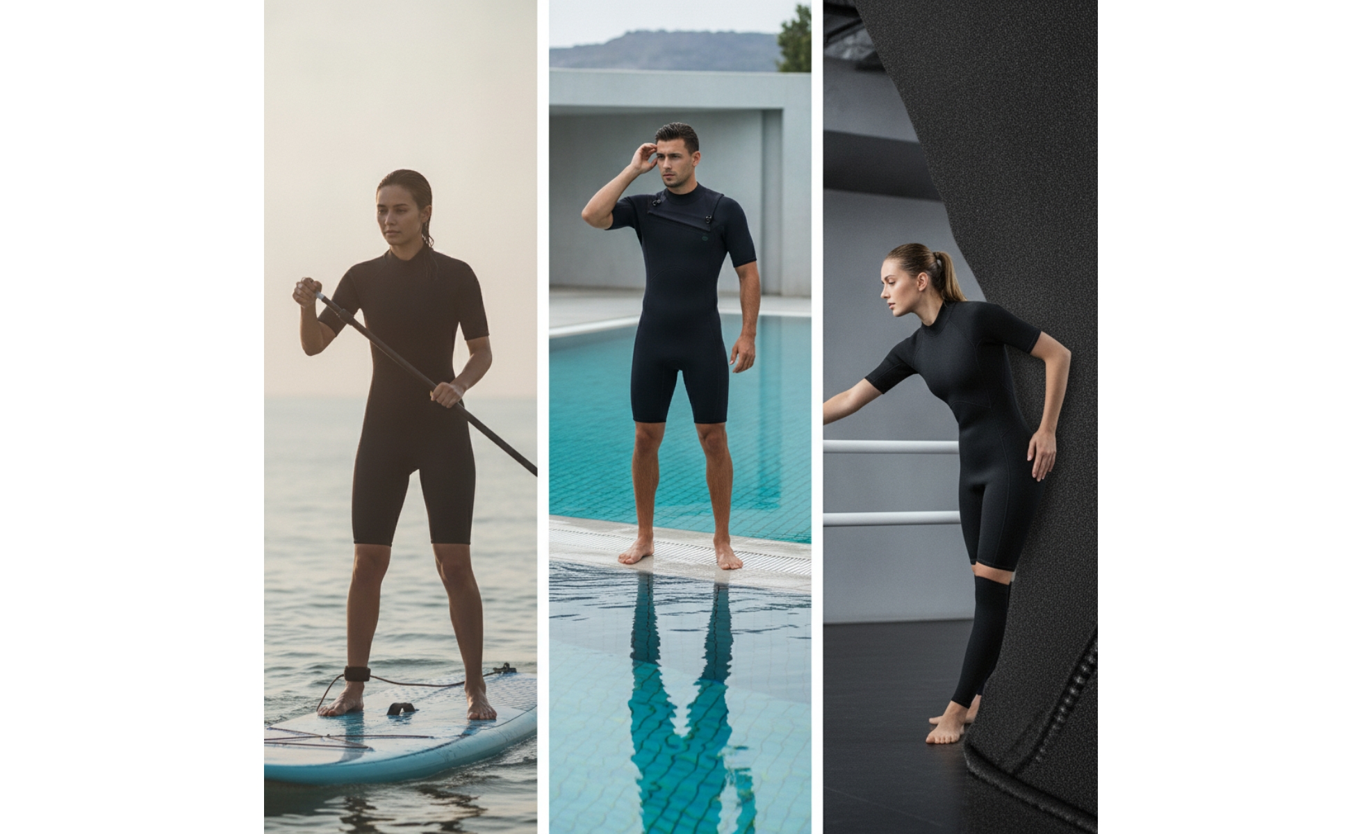 Shorty da Uomo con Cerniera Posteriore Muta da Sub in Neoprene Termica per Nuoto