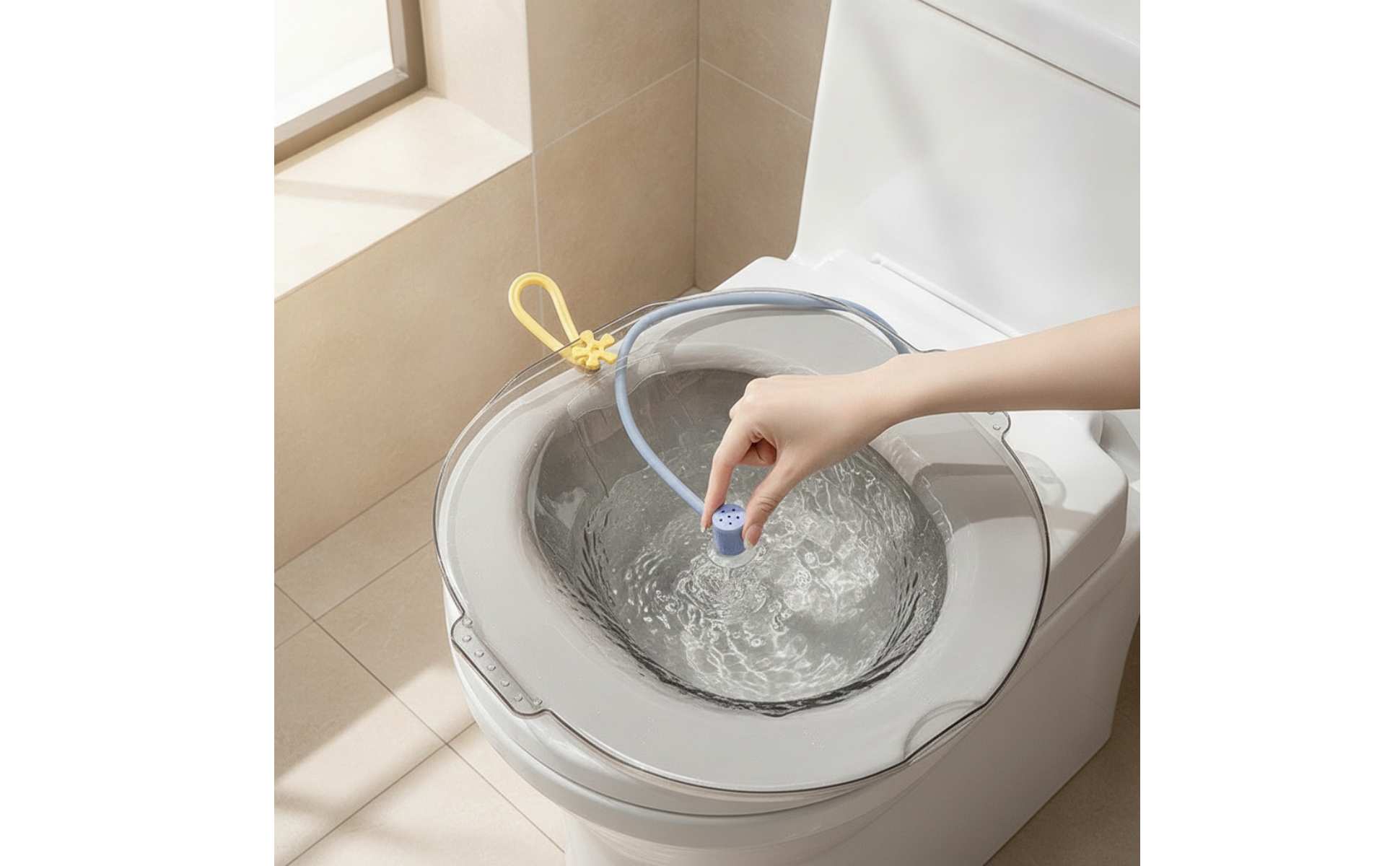 Sitz Bath with Flusher Toilet-Mounted Sitz Bath Basin Translucent