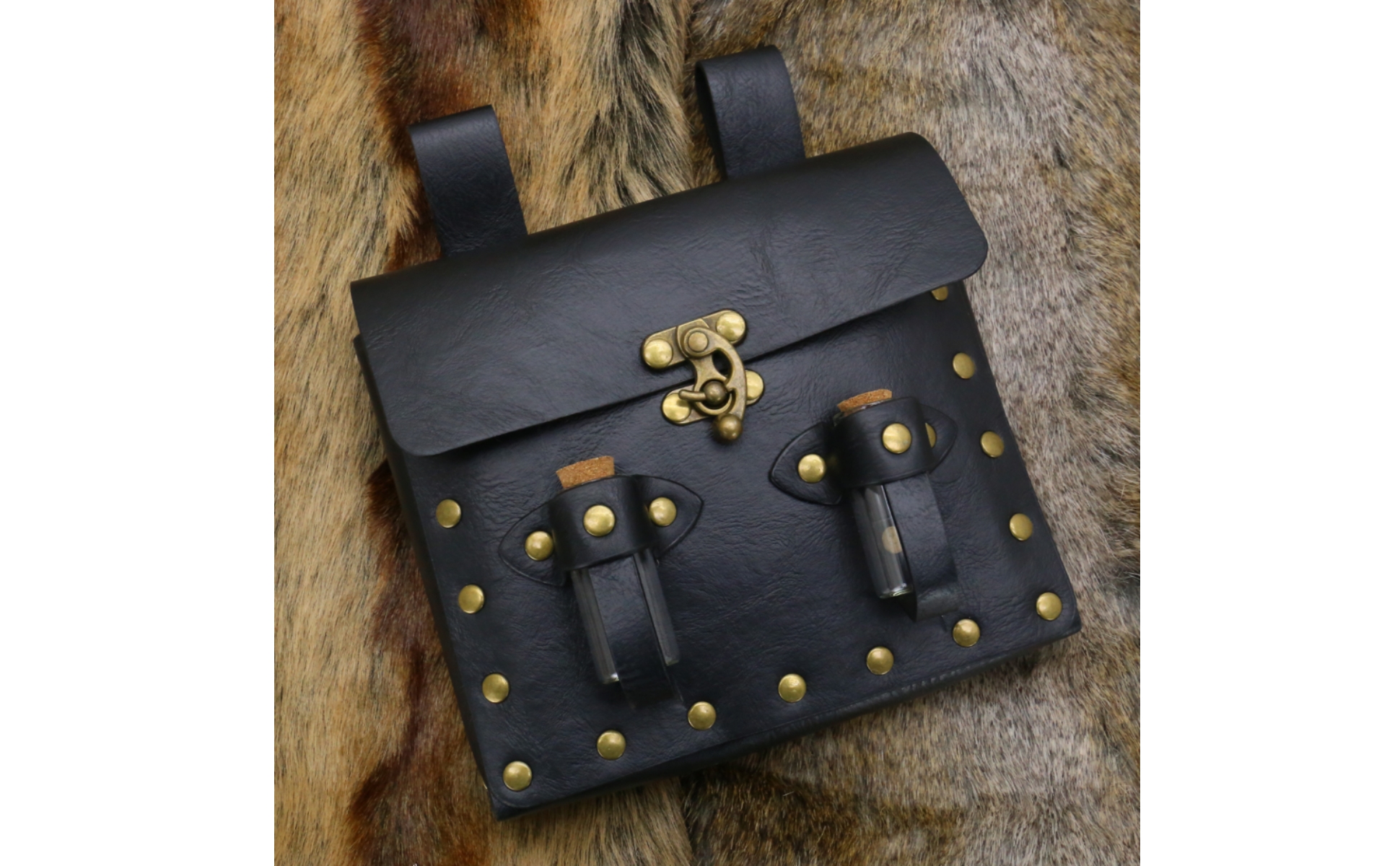 mittelalterliche Gürteltasche Lederoptik LARP Gürteltasche Messingoptik