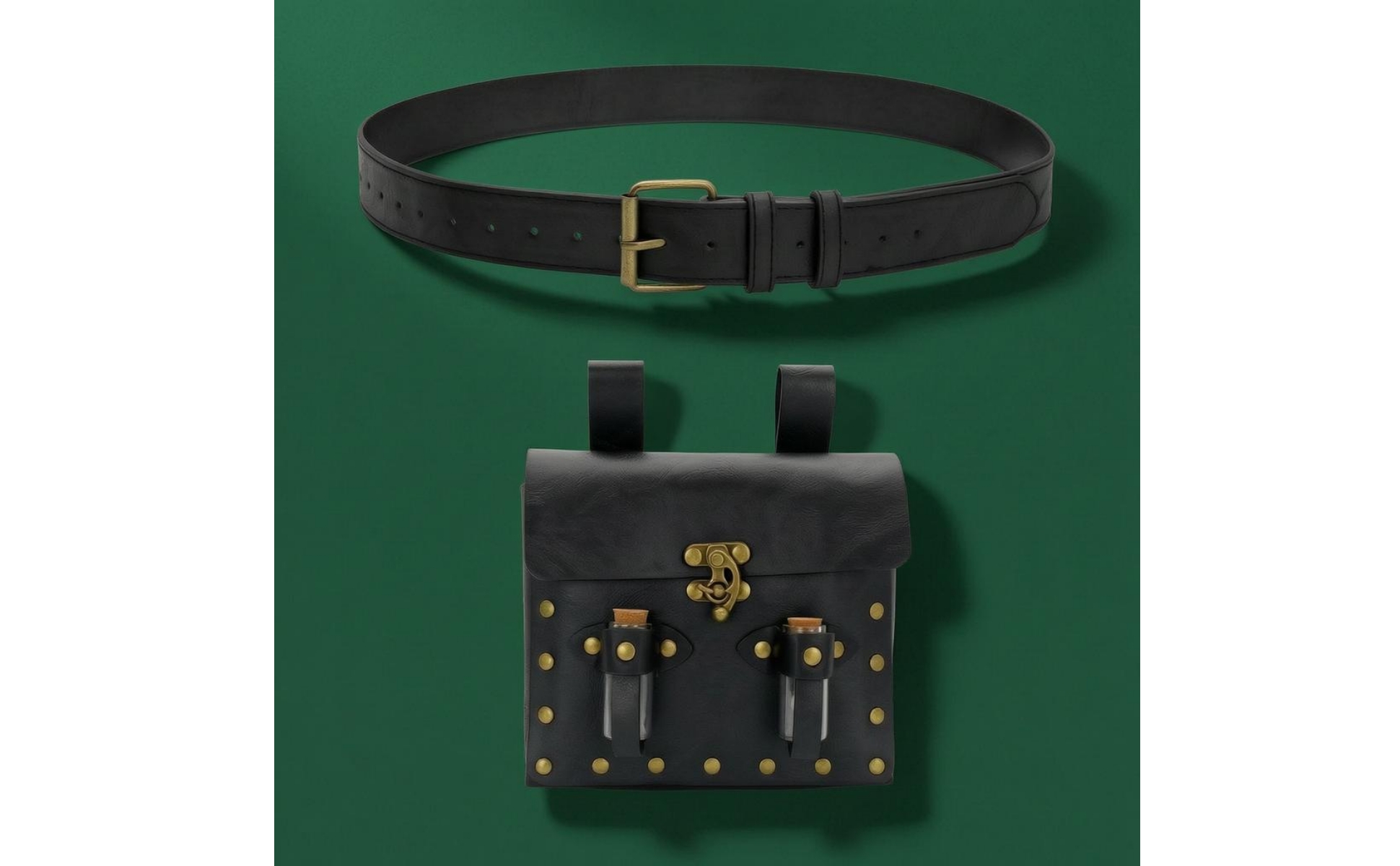 mittelalterliche Gürteltasche Lederoptik LARP Gürteltasche Messingoptik