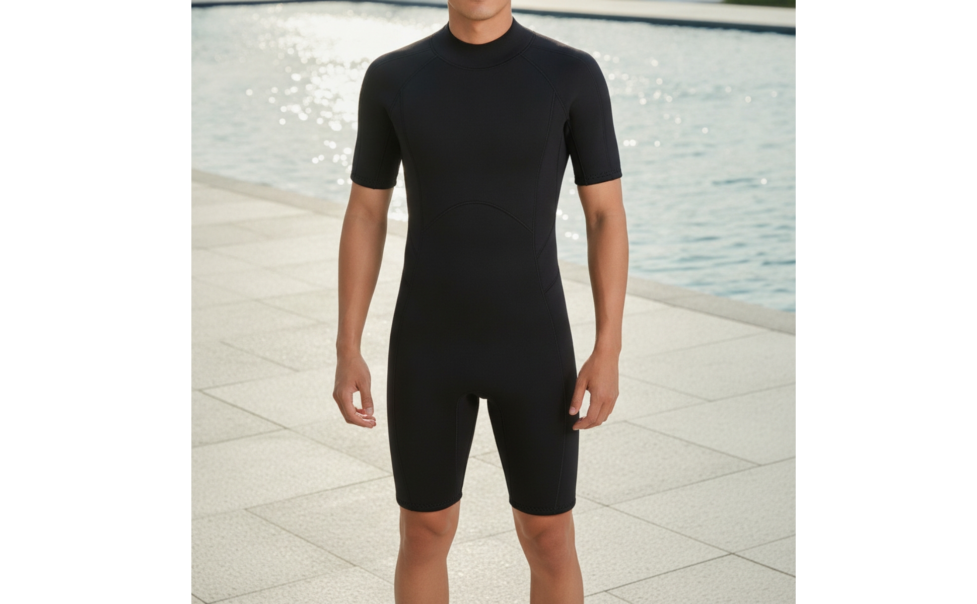 Shorty da Uomo con Cerniera Posteriore Muta da Sub in Neoprene Termica per Nuoto