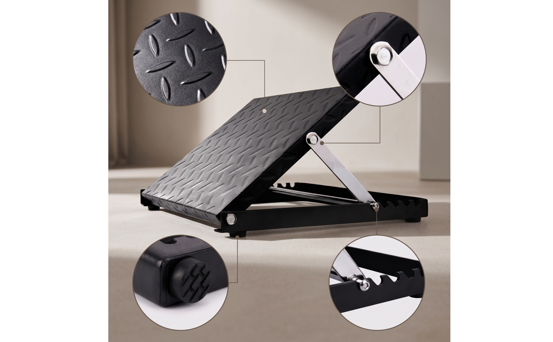Slant Board with Metal Frame Stable Wooden Slant Board Anti-Slip for Athletes
