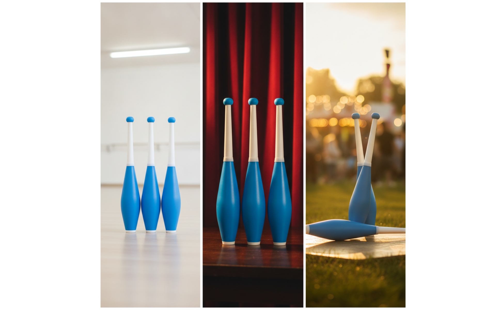 3 Pieces Juggling Club Set Tapered Juggling Clubs Molded for Jugglers, Beginners