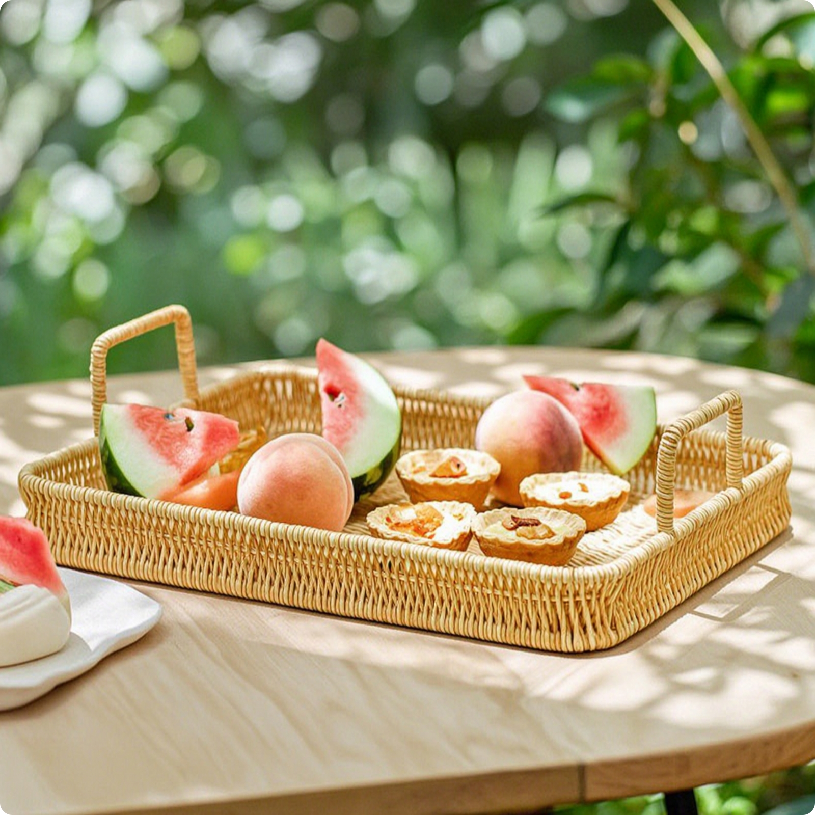 Wicker Serving Basket with Handles Rustic Wicker Tray with Handles Versatile