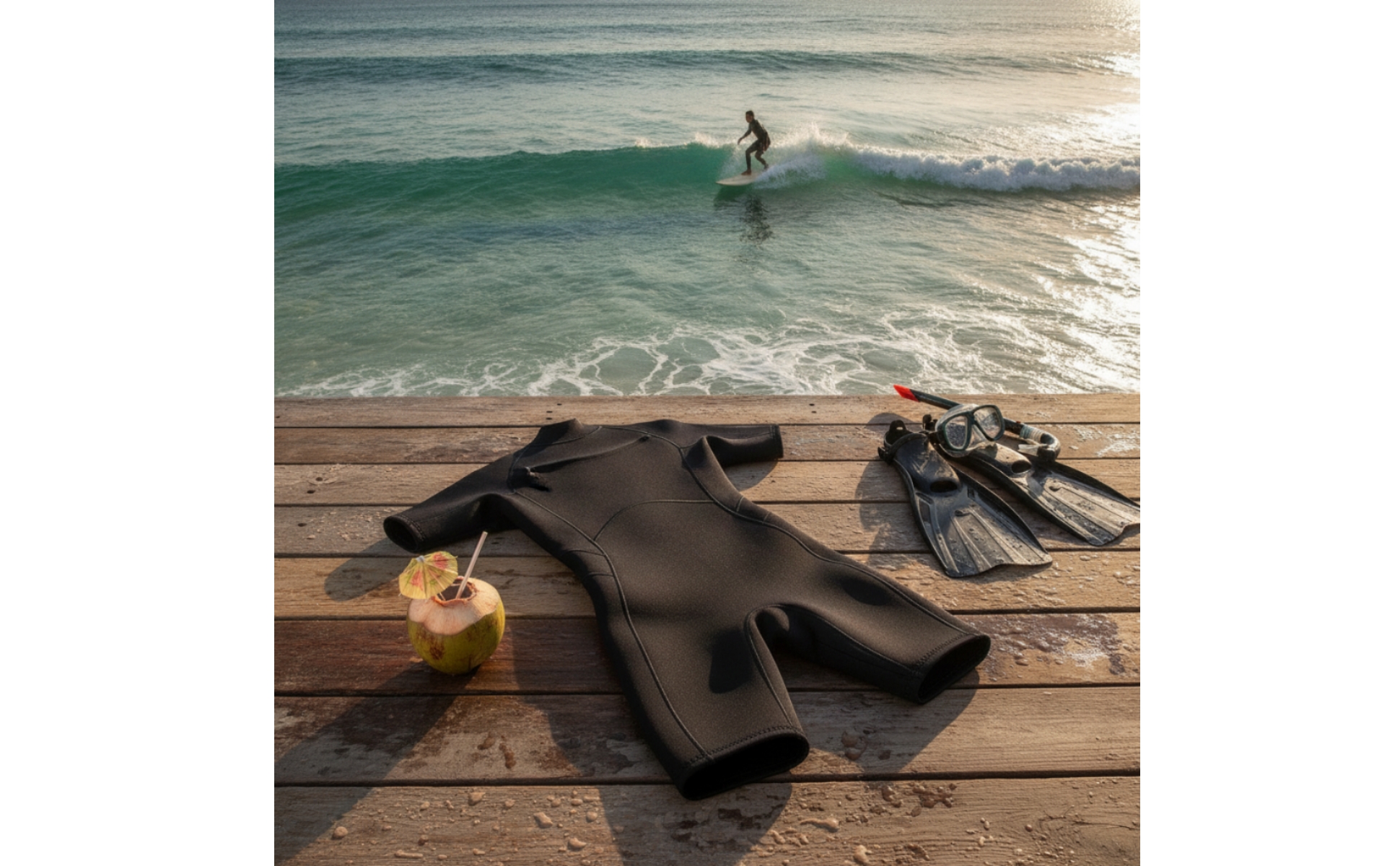 Shorty da Uomo con Cerniera Posteriore Muta da Sub in Neoprene Termica per Nuoto