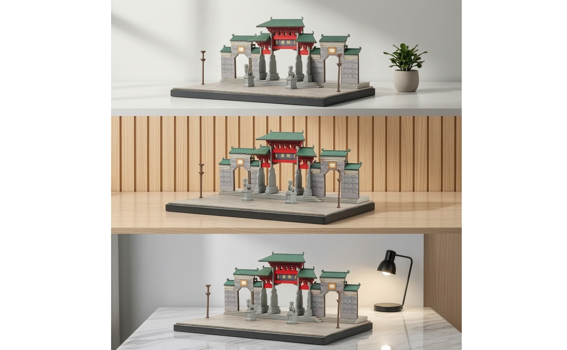 Miniature Temple Gate 1:64 Scale Temple Model Traditional Chinese for Collectors