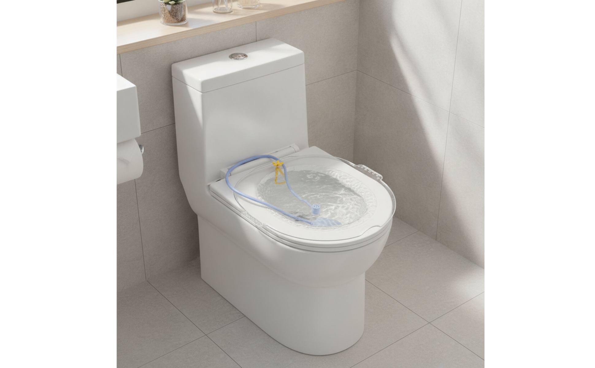 Sitz Bath with Flusher Toilet-Mounted Sitz Bath Basin Translucent