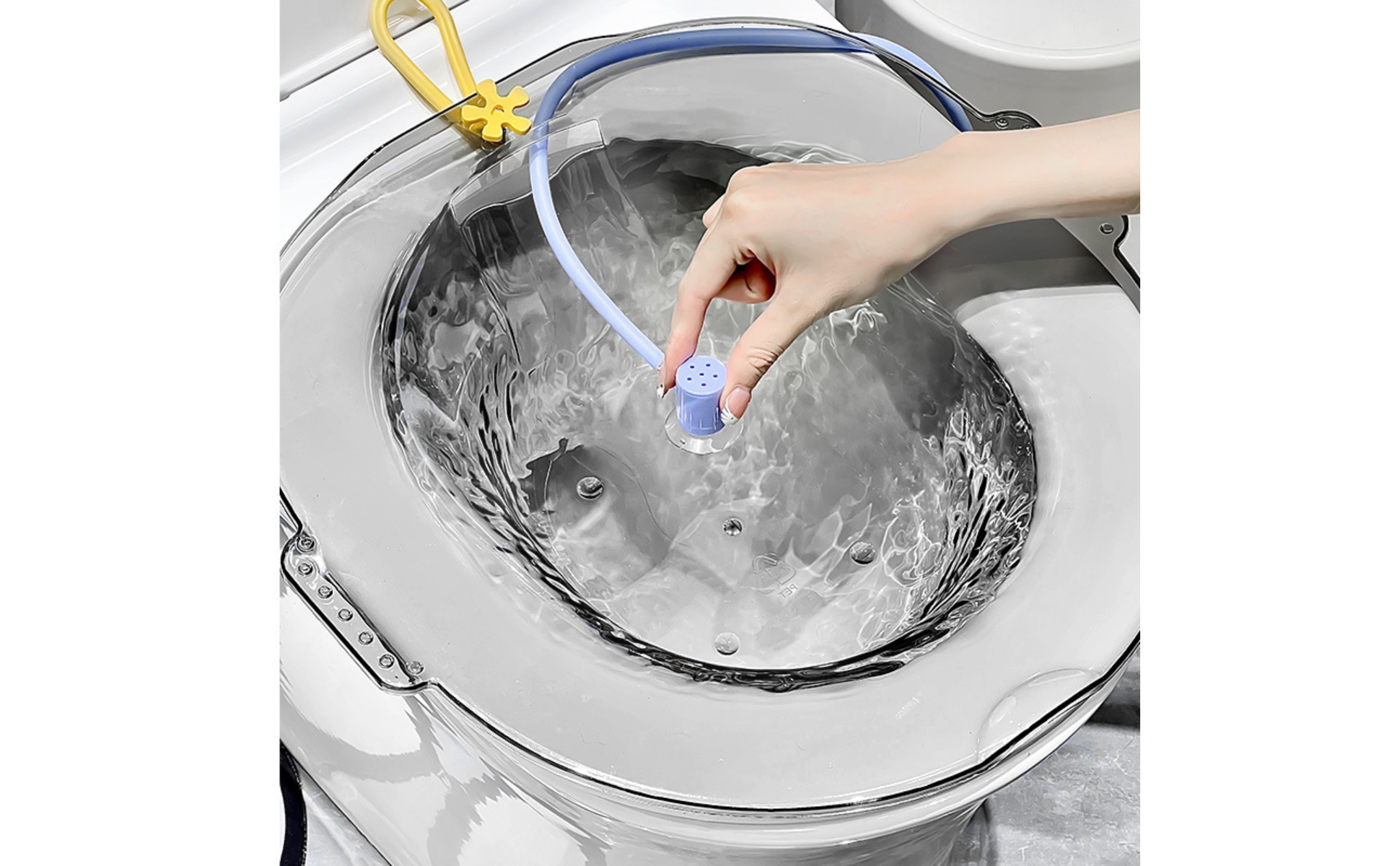 Sitz Bath with Flusher Toilet-Mounted Sitz Bath Basin Translucent