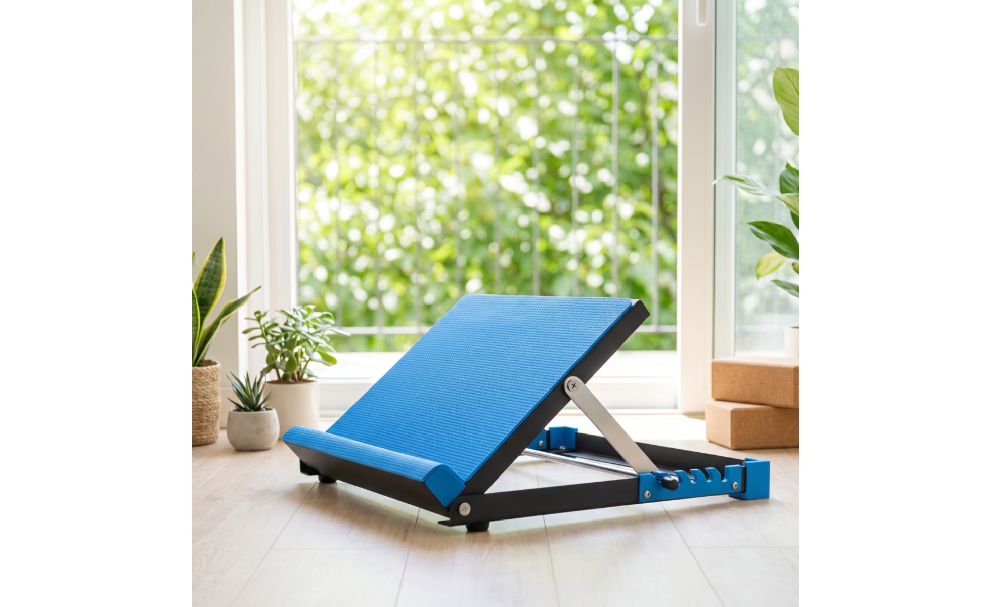 Slant Board with Metal Frame Stable Wooden Slant Board Anti-Slip for Athletes