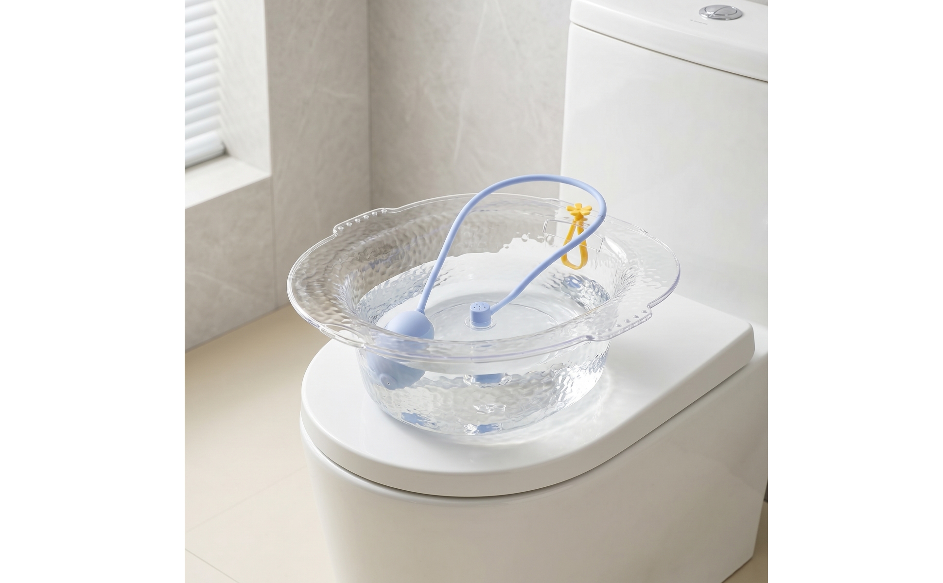 Sitz Bath with Flusher Toilet-Mounted Sitz Bath Basin Translucent