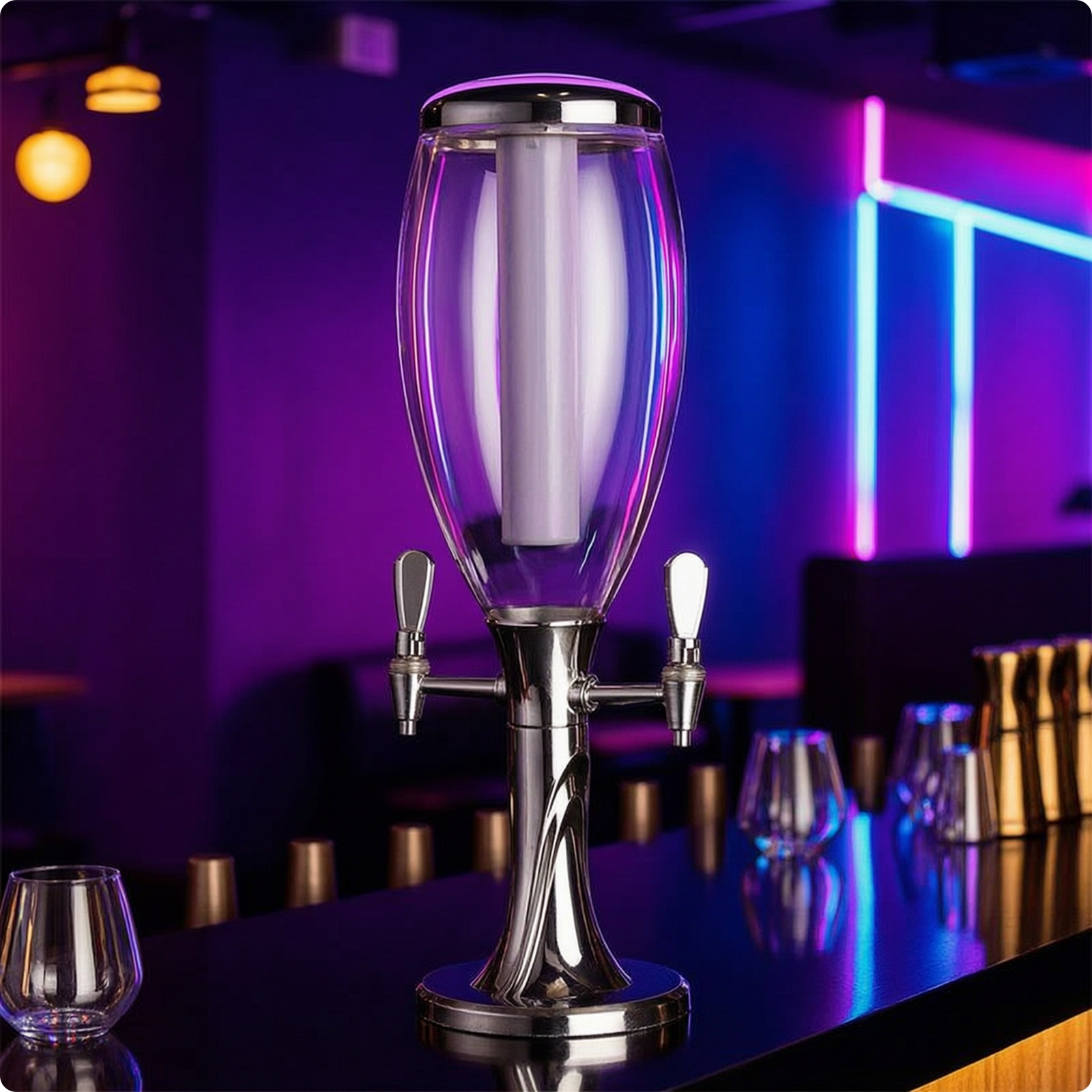 Biersäule mit Eiskühlung rutschfest Getränkesäule mit Eisbehälter transparent