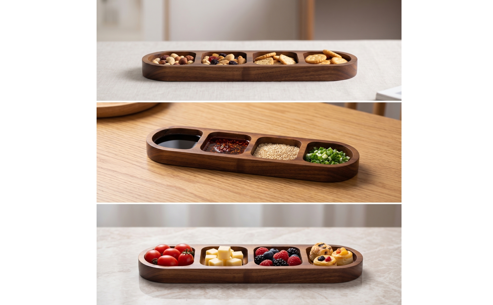 Condiment Dish Wooden Sauce Dish Sturdy for Hot Pot, Barbecue