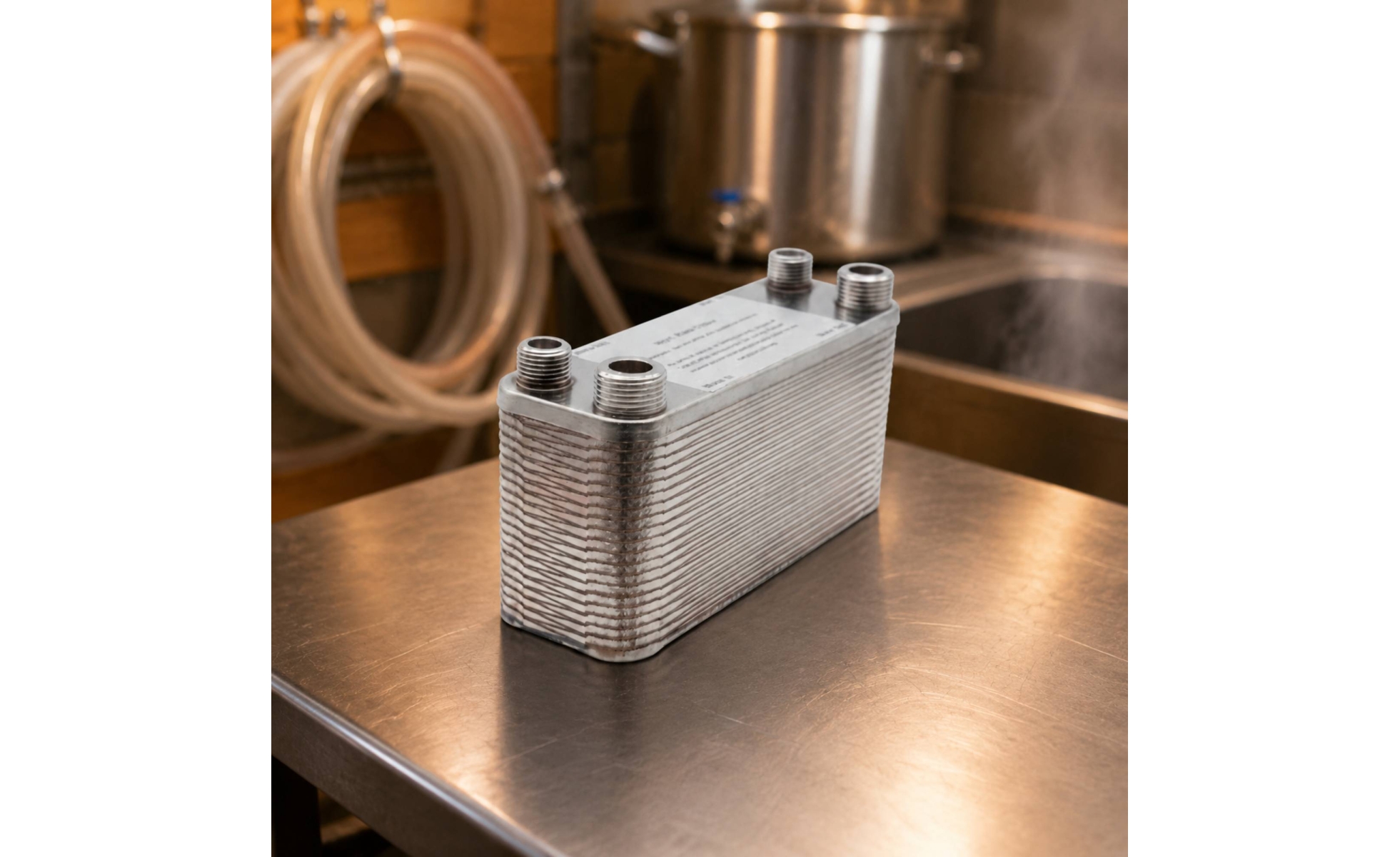 Plate Wort Chiller Stainless Steel Beer Wort Cooler Compact for Home Brewing