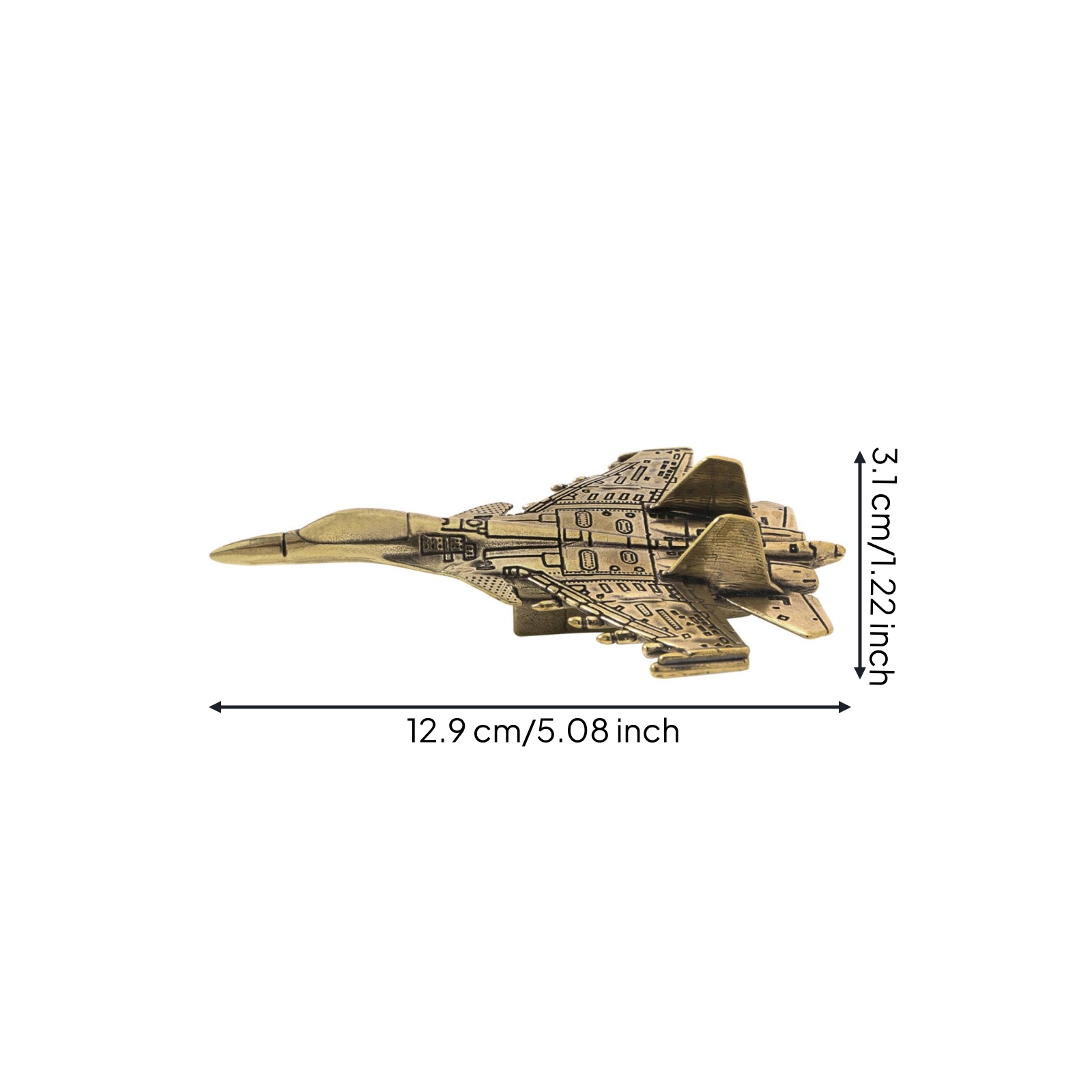 Brass Airplane Figurine Compact Metal Airplane Model Decorative for Desk,
