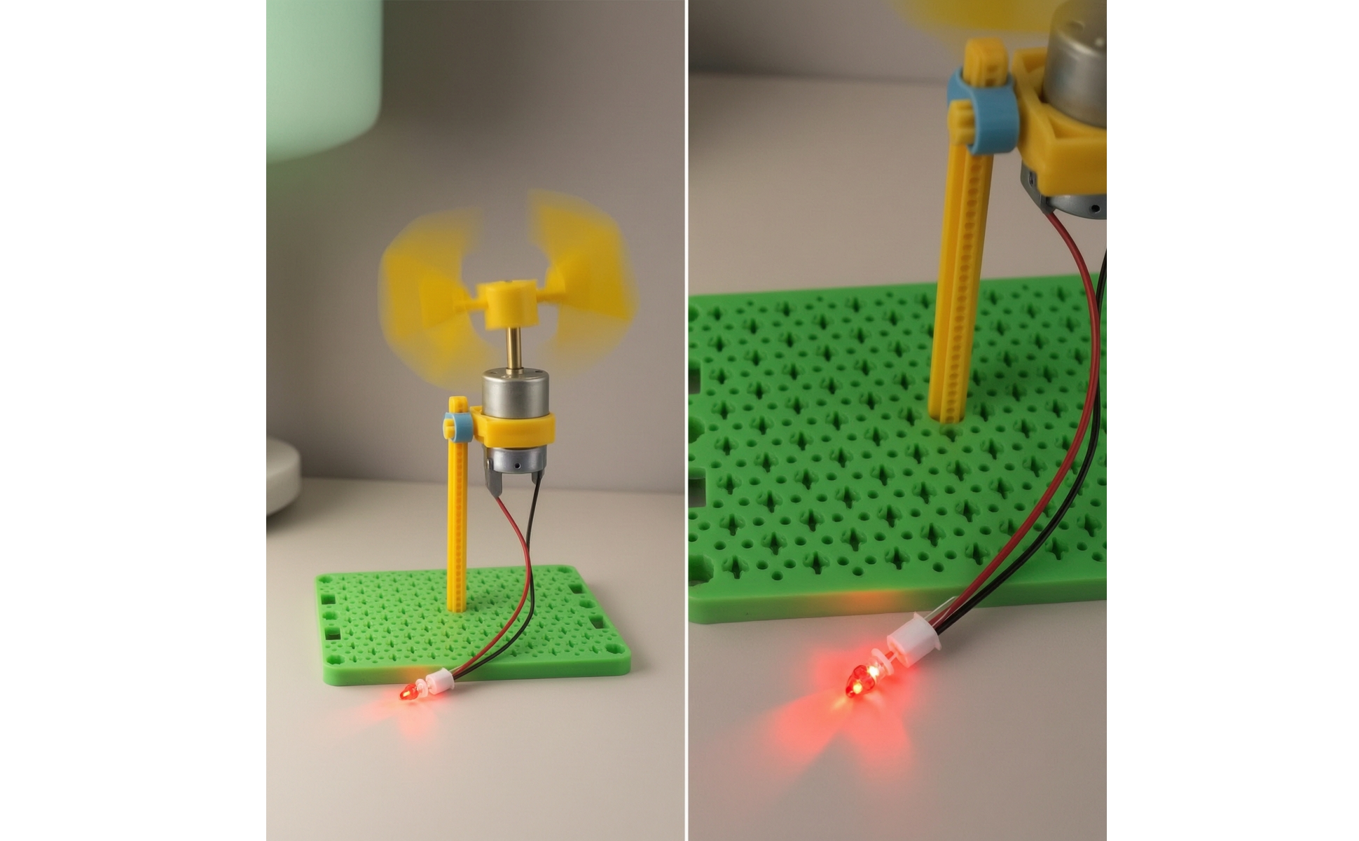 Windrad mit LED Vertikal Vertikale Windkraftanlage Kompakt für Schüler, Bastler
