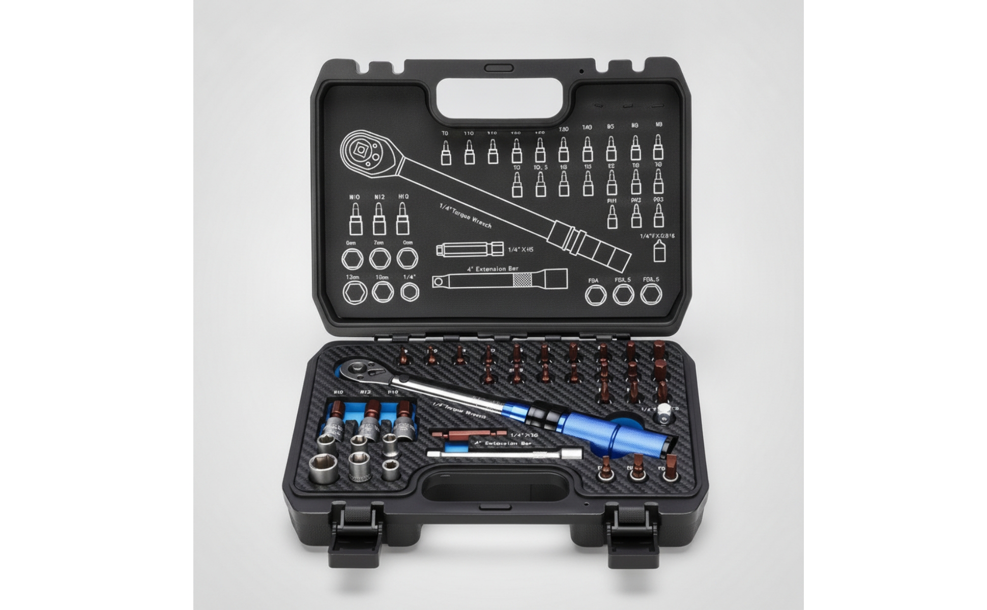 Force Wrench Set 1/4-Inch Force Wrench Kit Carbon Steel for Mechanics, DIYers