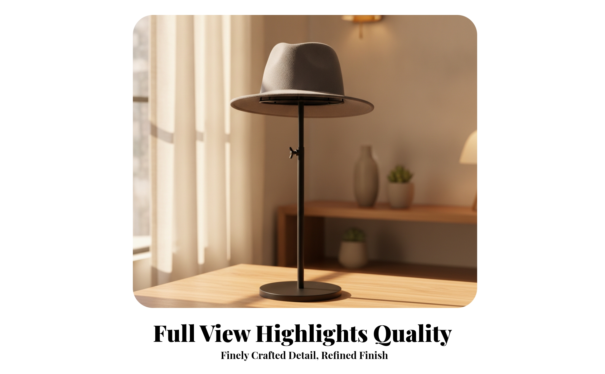 Dome Top Hat Stand Curved Rods Adjustable Hat Stand