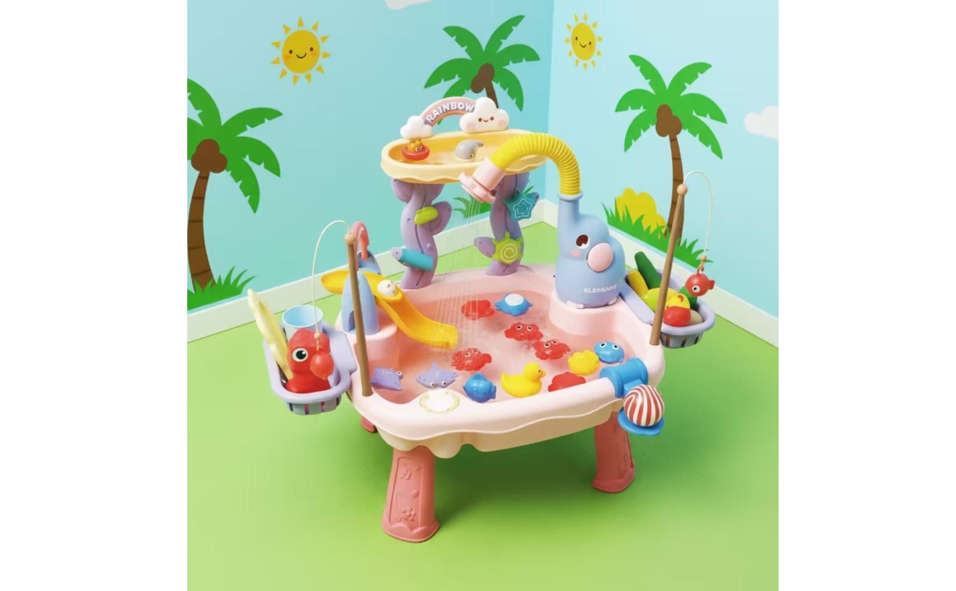 Elephant Water Table Circulating Faucet Animal Water Park Rainbow Arch