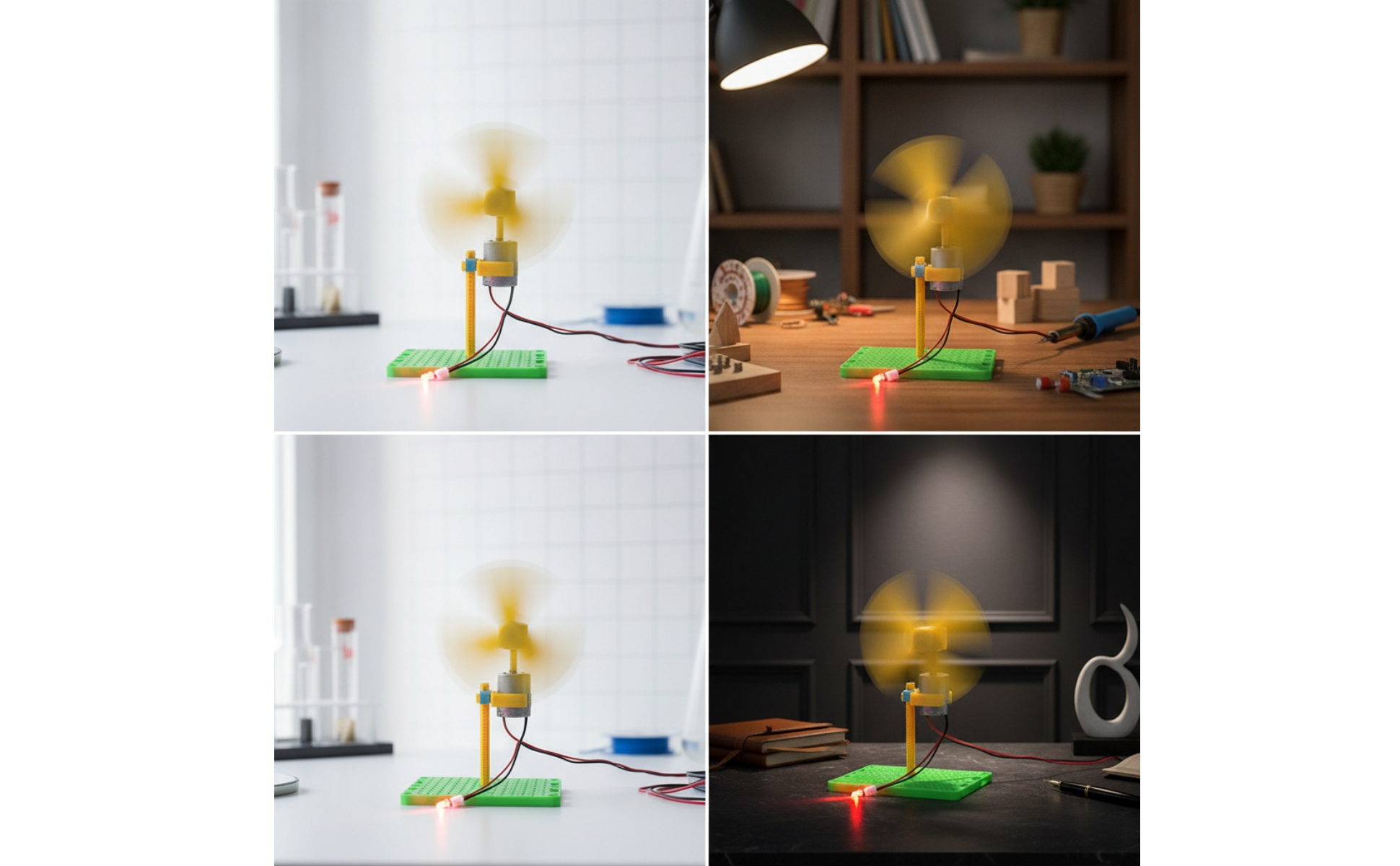 Windrad mit LED Vertikal Vertikale Windkraftanlage Kompakt für Schüler, Bastler